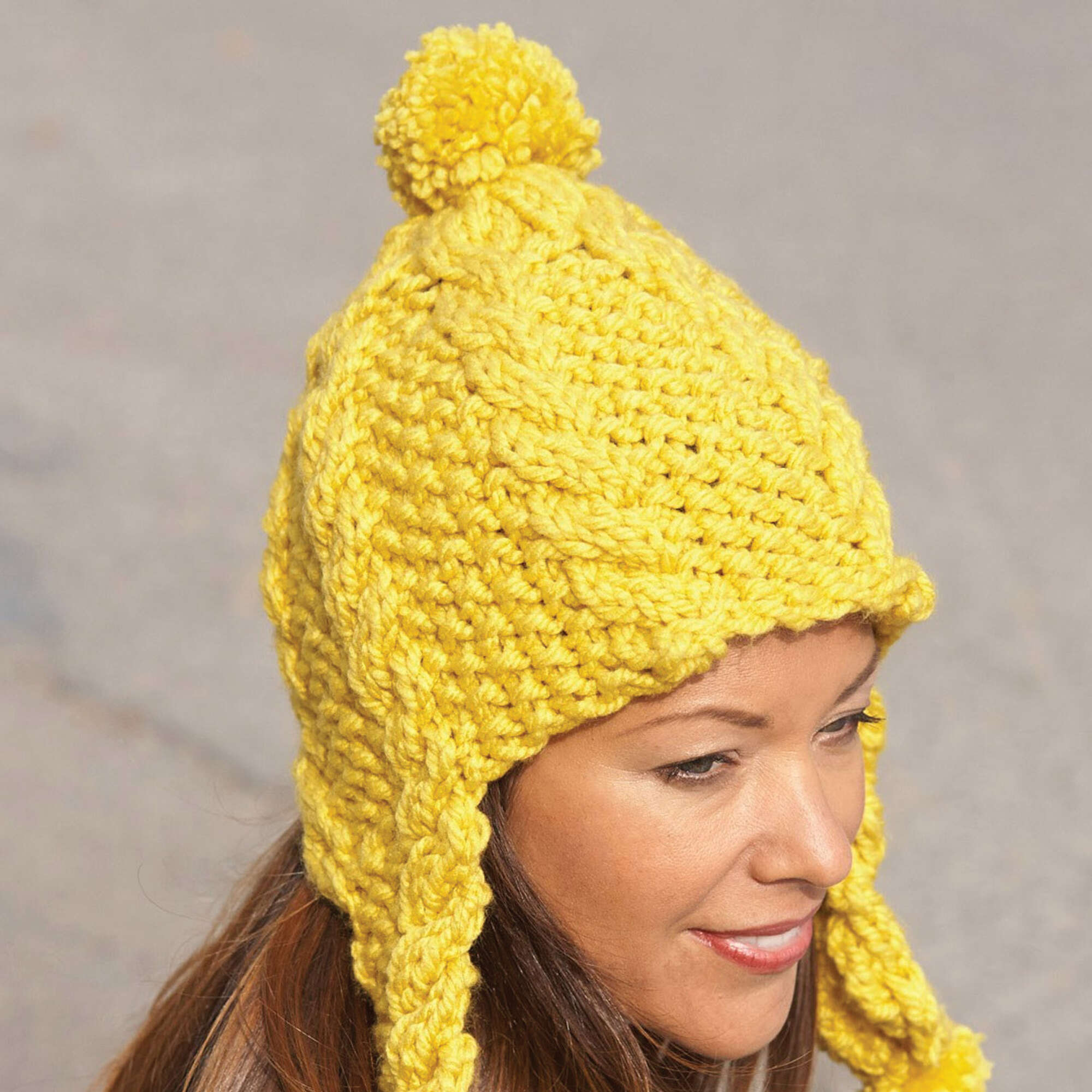 Bernat Knit Golden Glow Earflap Hat (Digital Download)