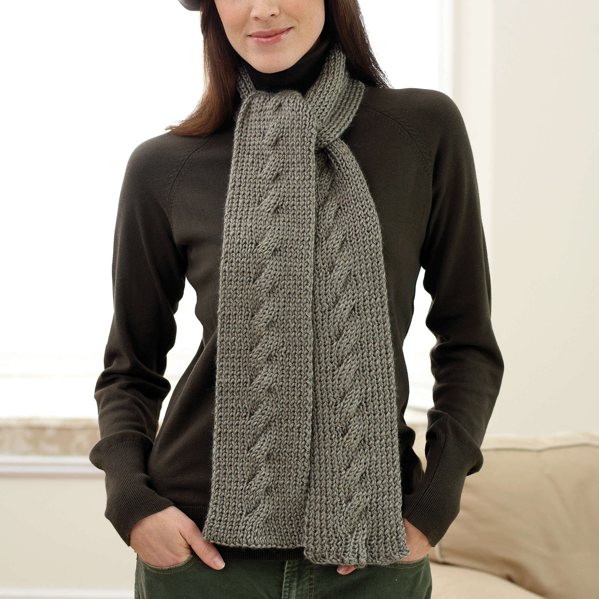 Bernat Knit Cable Scarf (Digital Download)