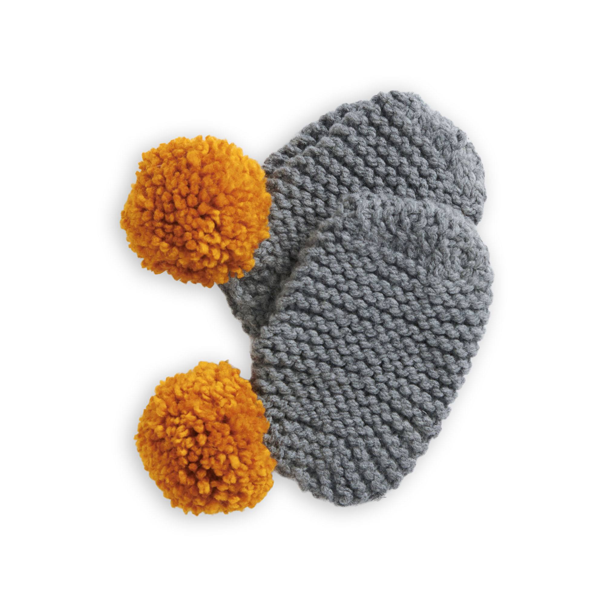 Bernat Beginner Toasty Toes Garter Knit Slippers (Digital Download)