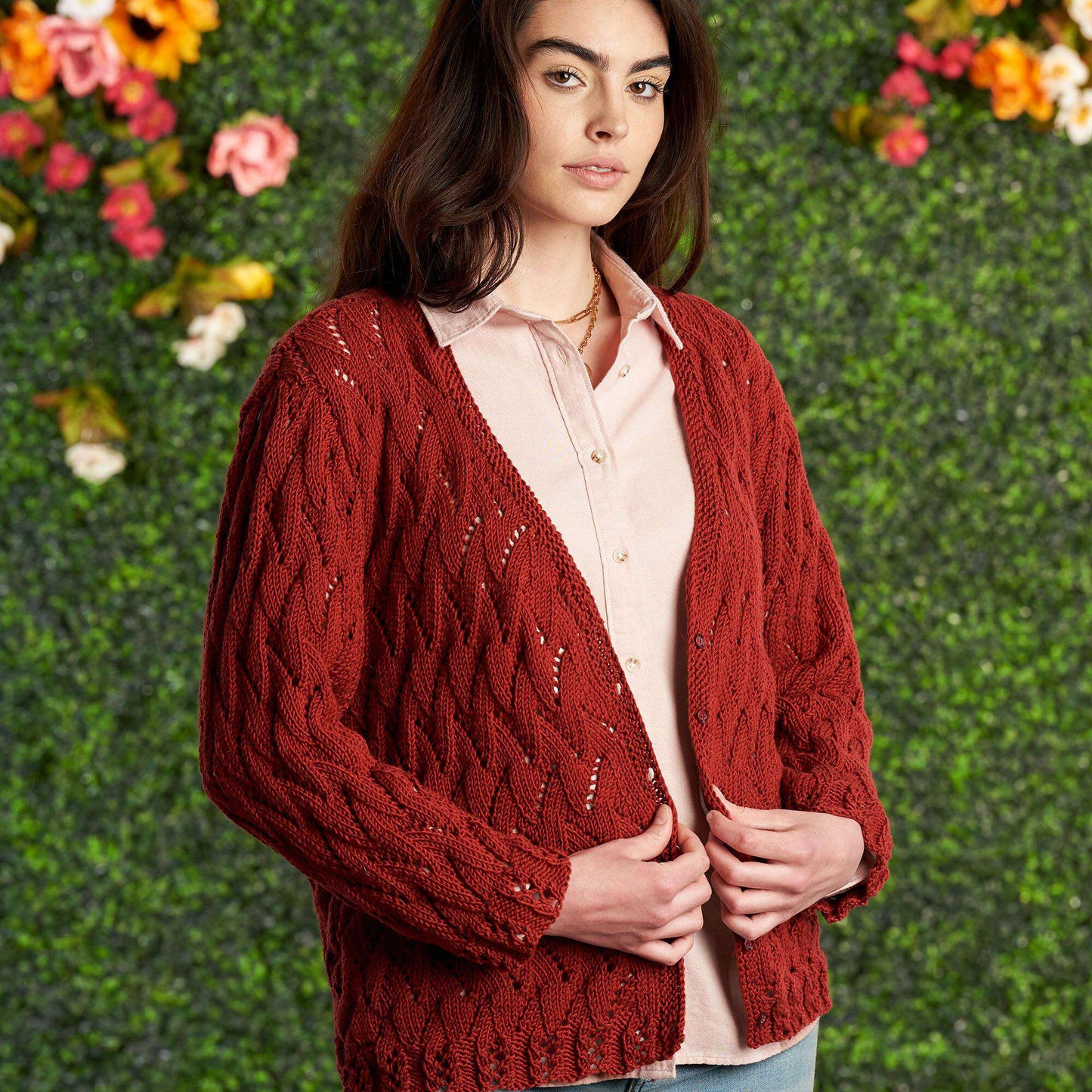 Bernat Knit Lacy Short Cardigan (Digital Download)