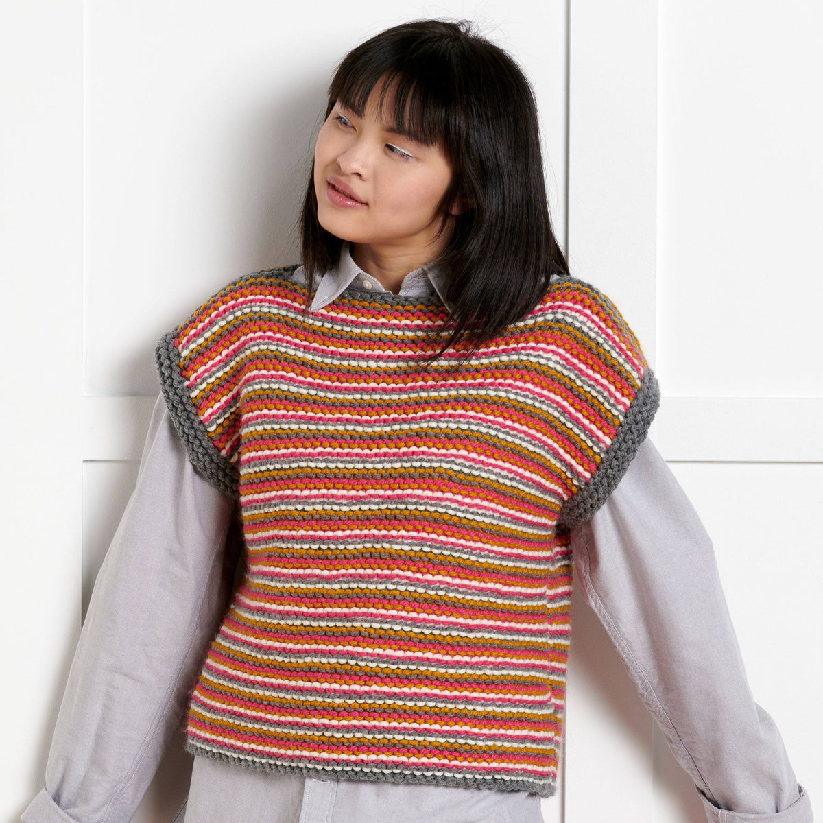 Bernat Beginner Change Your Stripes Knit Vest (Digital Download)