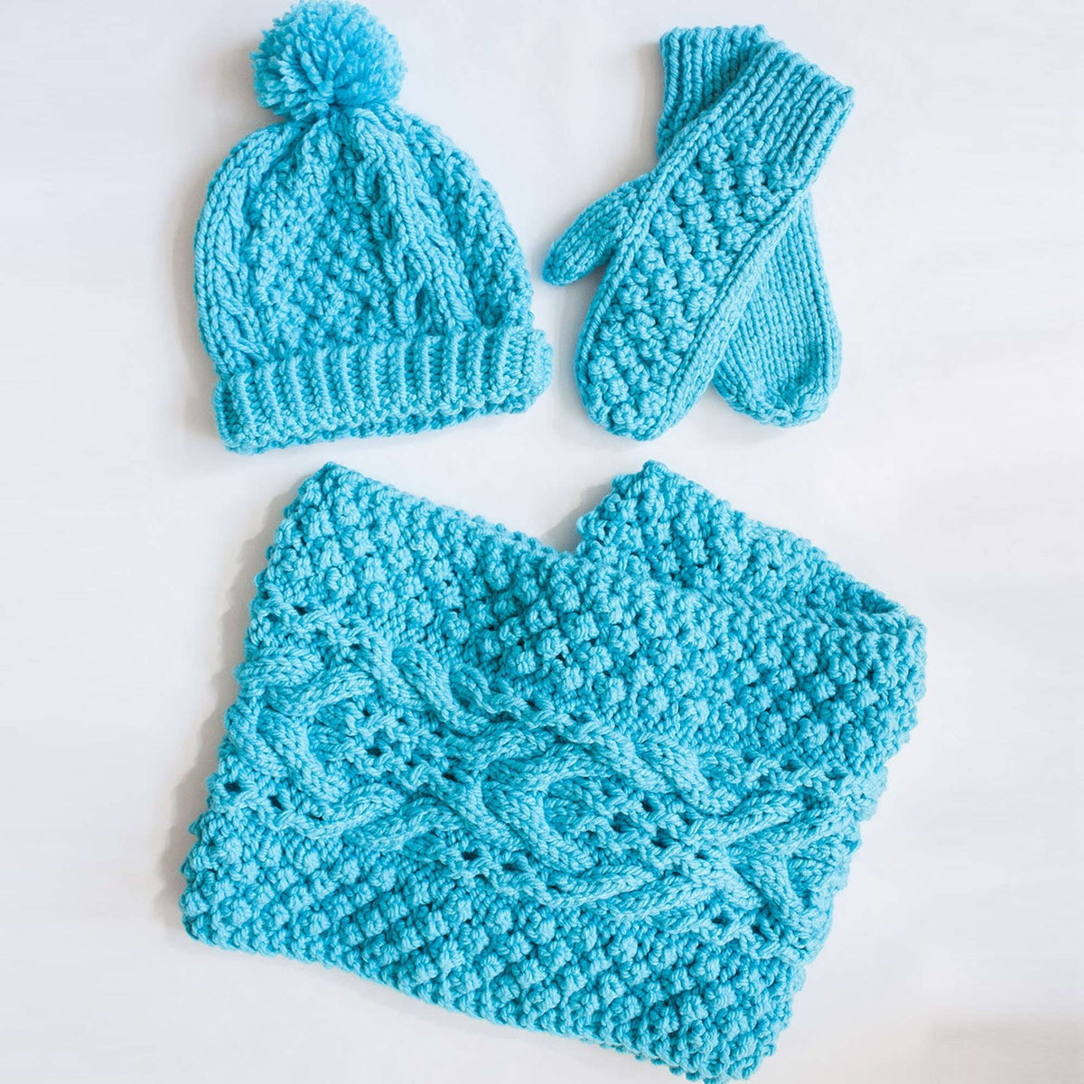 Bernat Knit Chill Chaser Set (Hat, Mittens, Cowl)