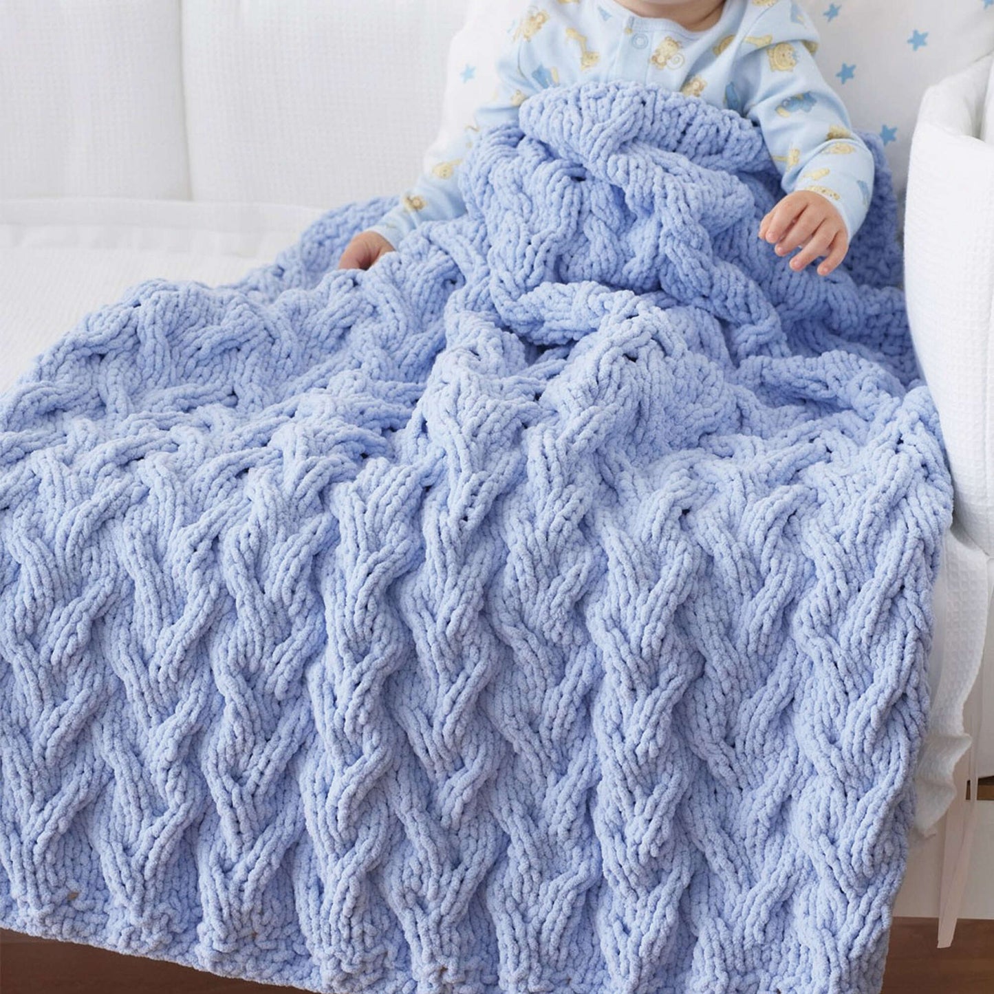 Bernat Shadow Cable Knit Baby Blanket (Digital Download)