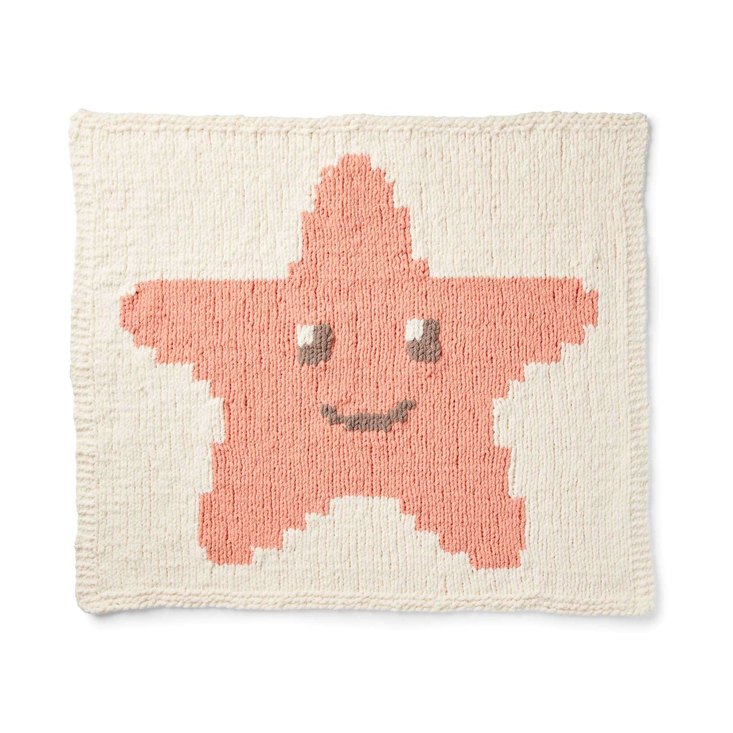 Bernat Knit Intarsia Smiling Starfish Baby Blanket (Digital Download)