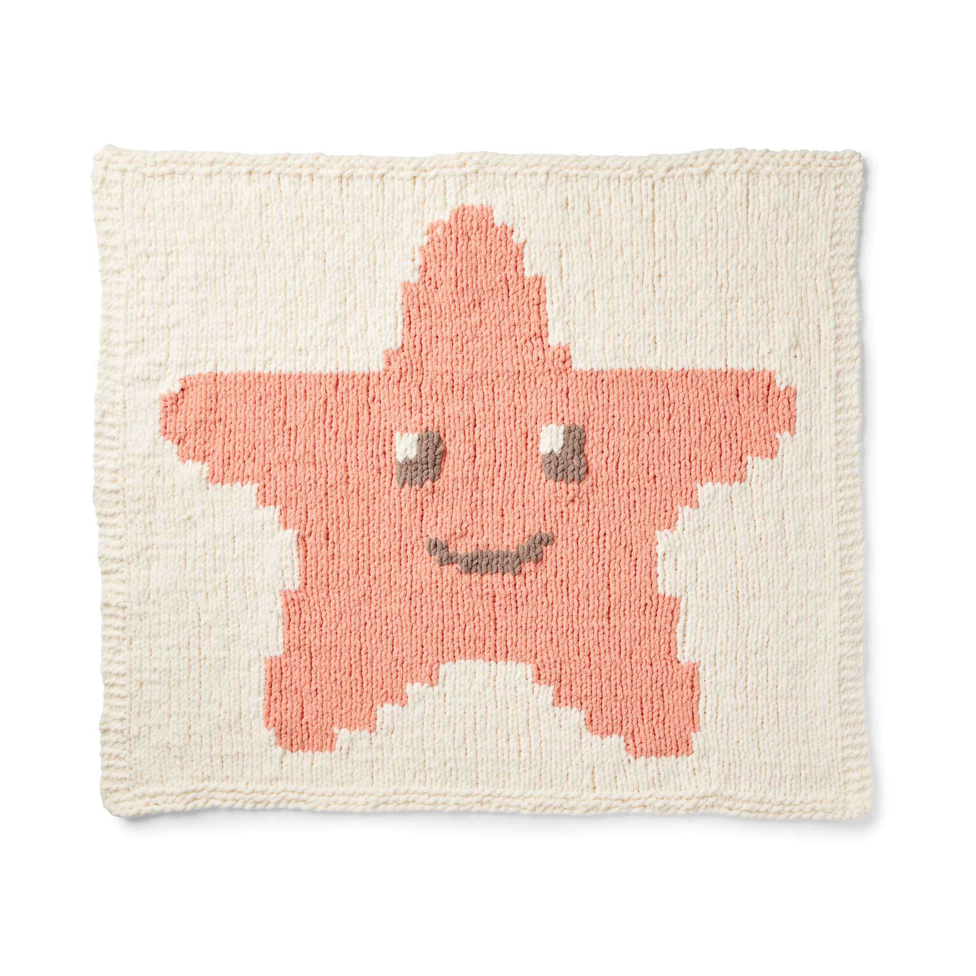 Bernat Knit Intarsia Smiling Starfish Baby Blanket (Digital Download)