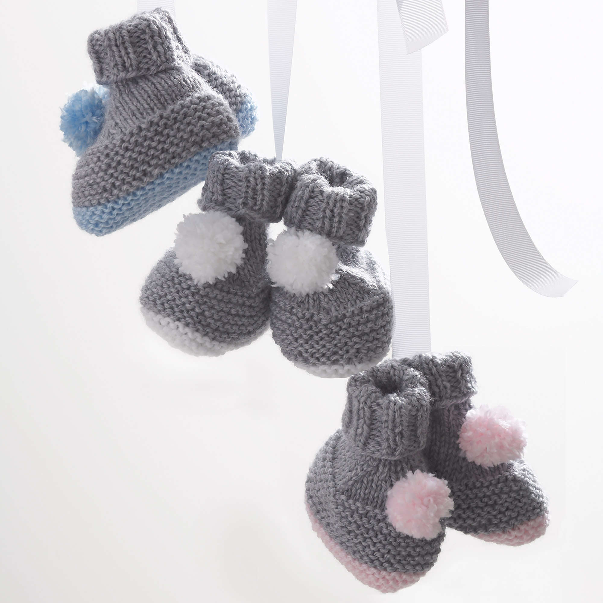 Bernat Knit Pompom Booties (Digital Download)