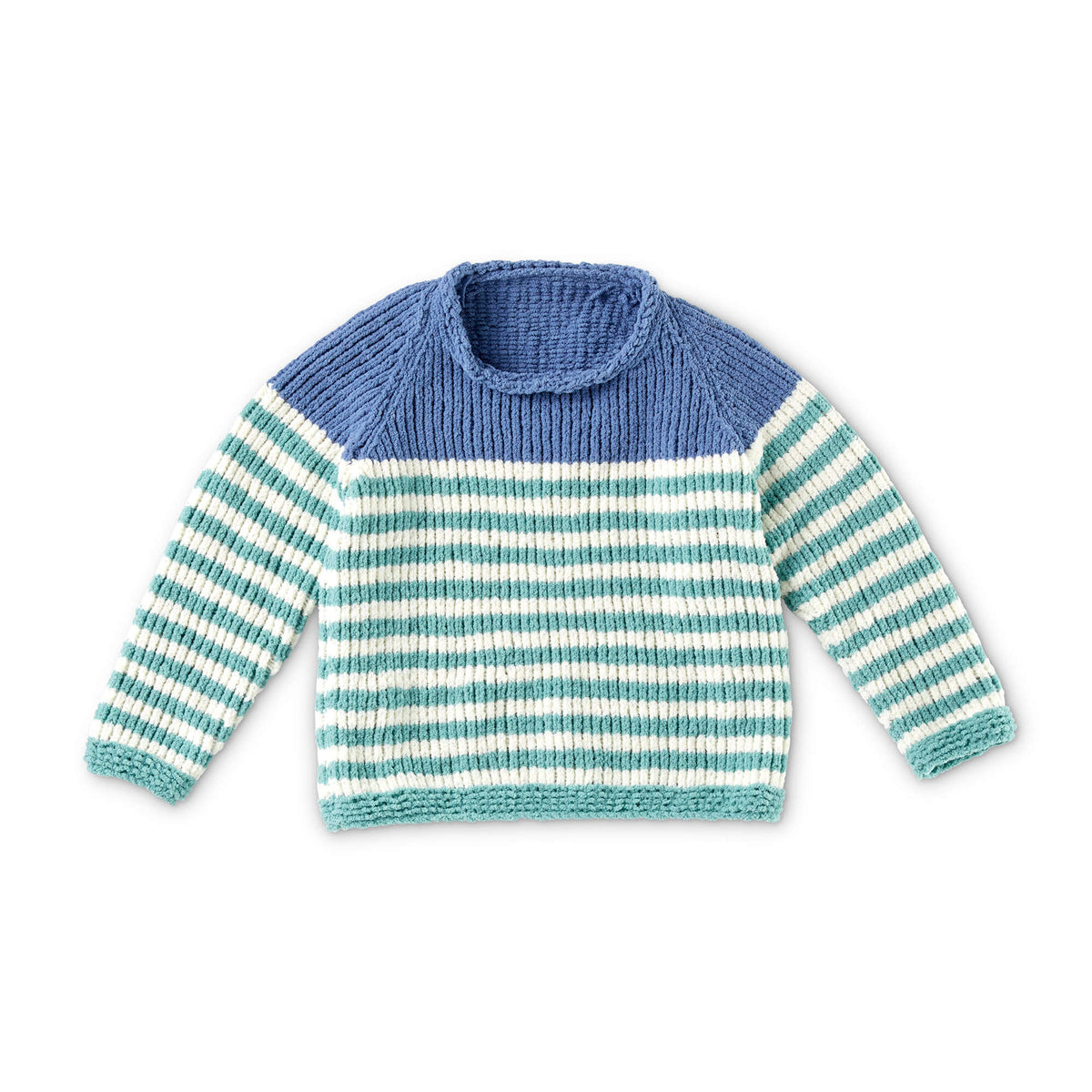 Bernat Knit Raglan Stripes Pullover (Digital Download)