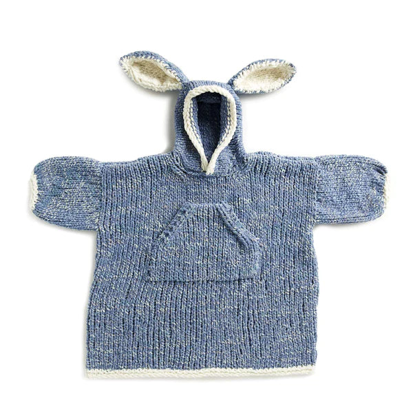KNITTING PATTERN - BERNAT FUNNY BUNNY KIDS KNIT BLANKET HOODIE, 10/12 YRS