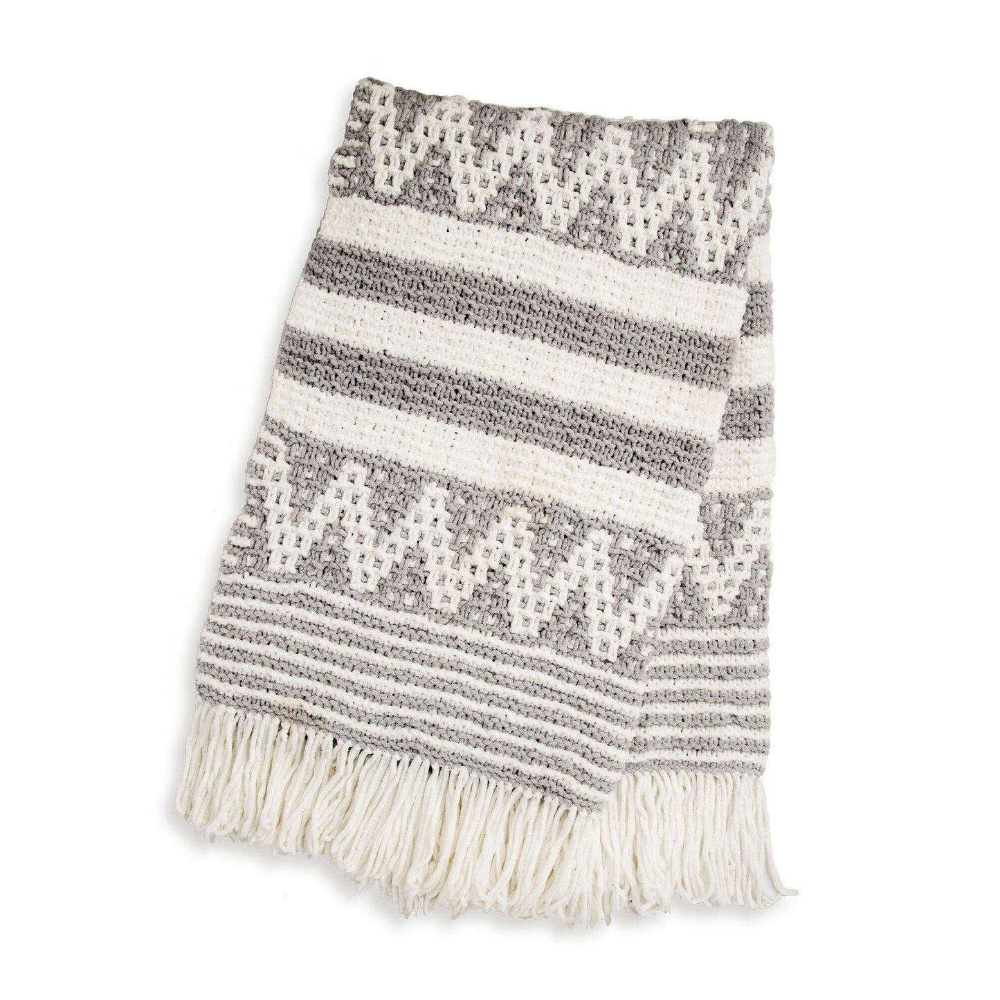 Bernat Mosaic Stripe and Chevron Knit Blanket (Digital Download)