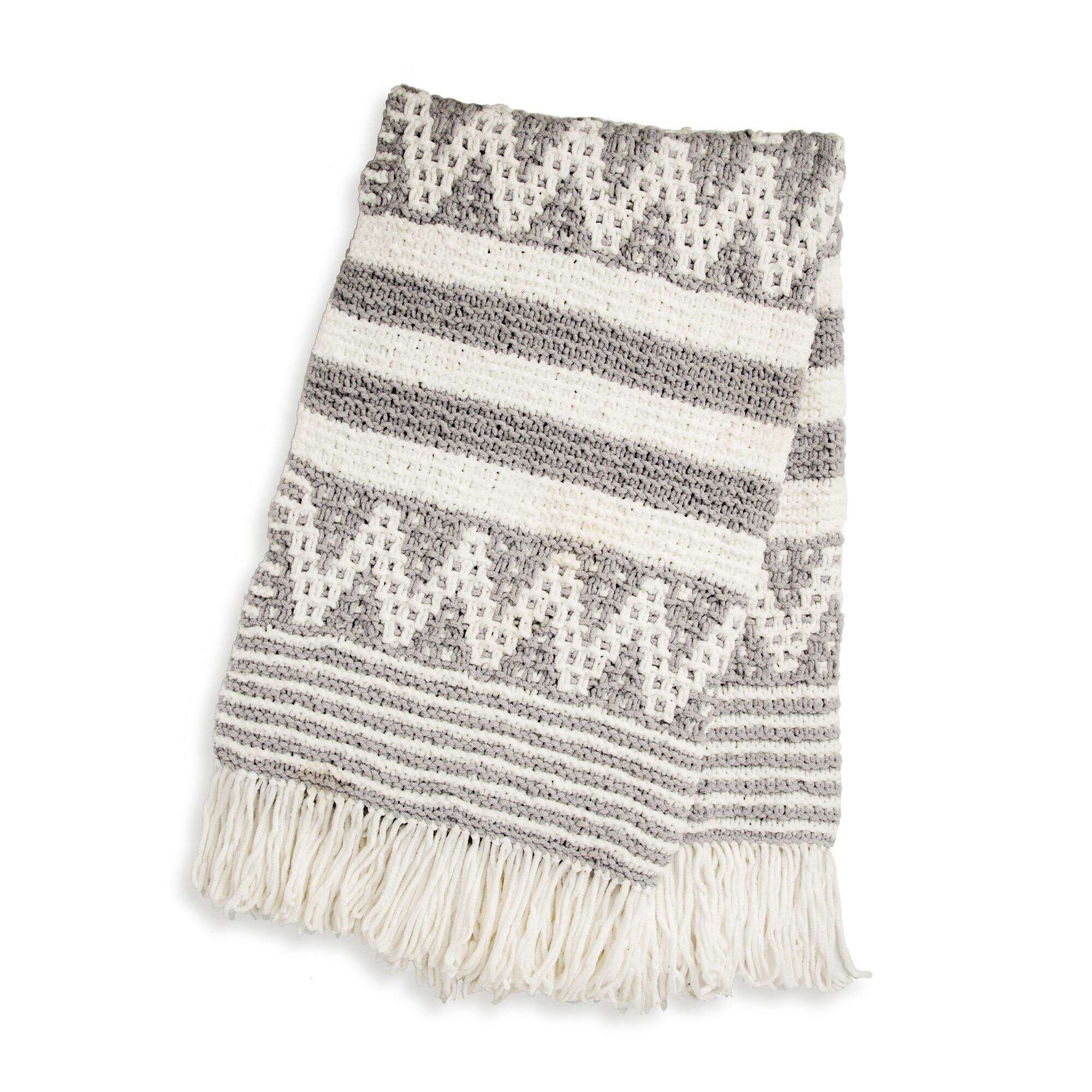 Bernat Mosaic Stripe and Chevron Knit Blanket (Digital Download)