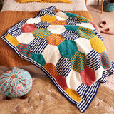 KNITTING PATTERN DOWNLOAD - FREE BERNAT HEXAGON HARMONY QUILT KNIT BLANKET PATTERN