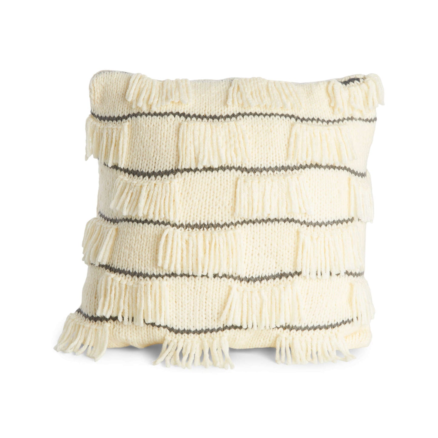Bernat Checkered Fringe Knit Pillow (Digital Download)