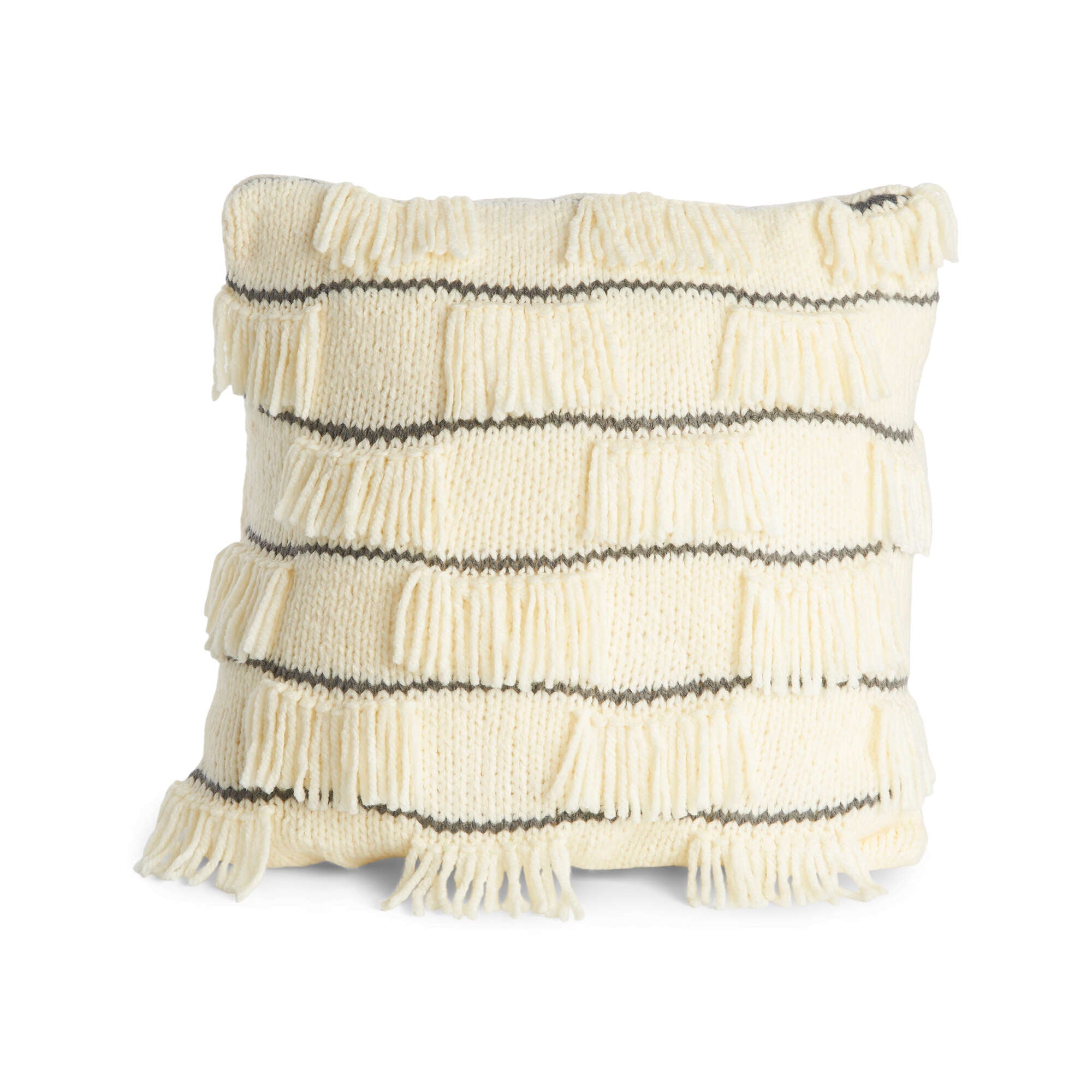 Bernat Checkered Fringe Knit Pillow (Digital Download)