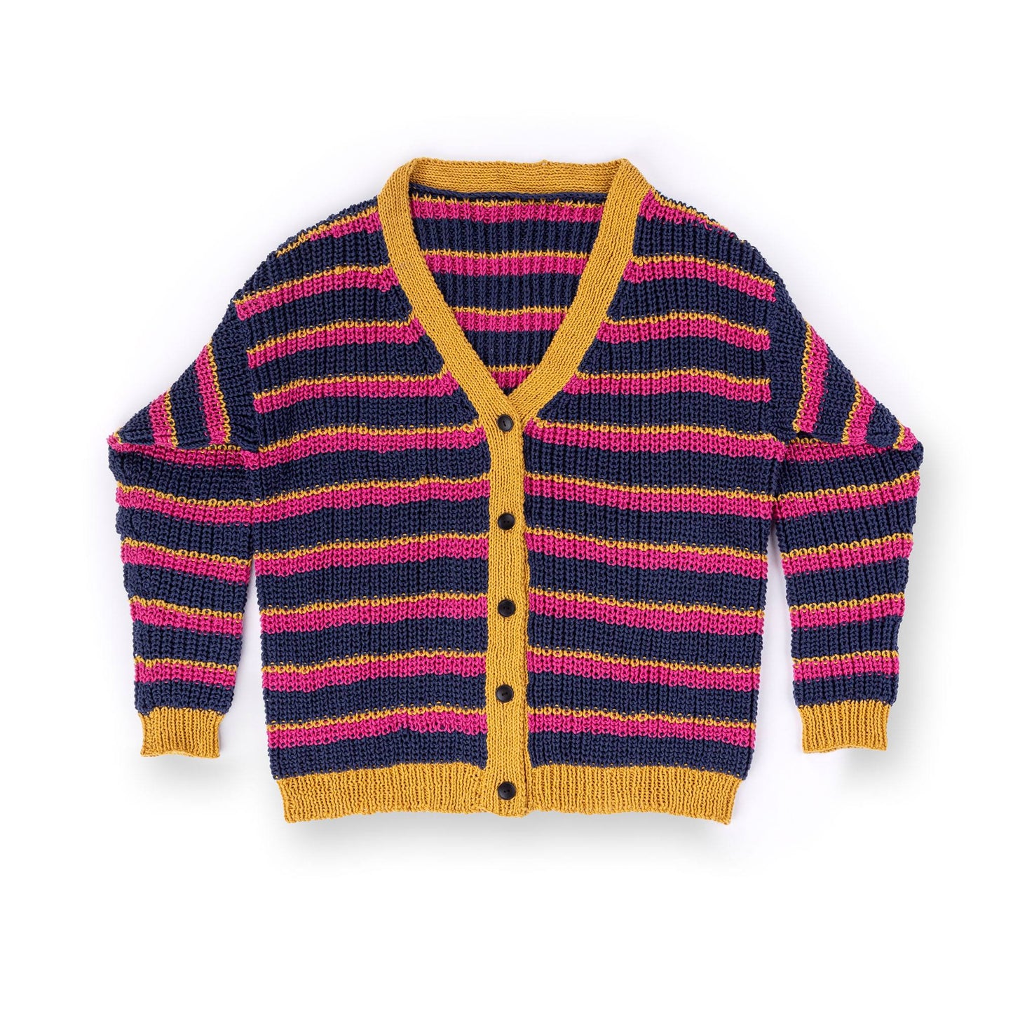 Bernat Knit Stripy V-Neck Cardigan (Digital Download)