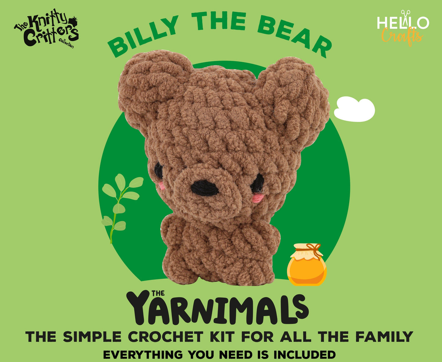 Knitty Critters - Yarnimals - Billy The Bear | DIY Amigurumi Crochet Kit