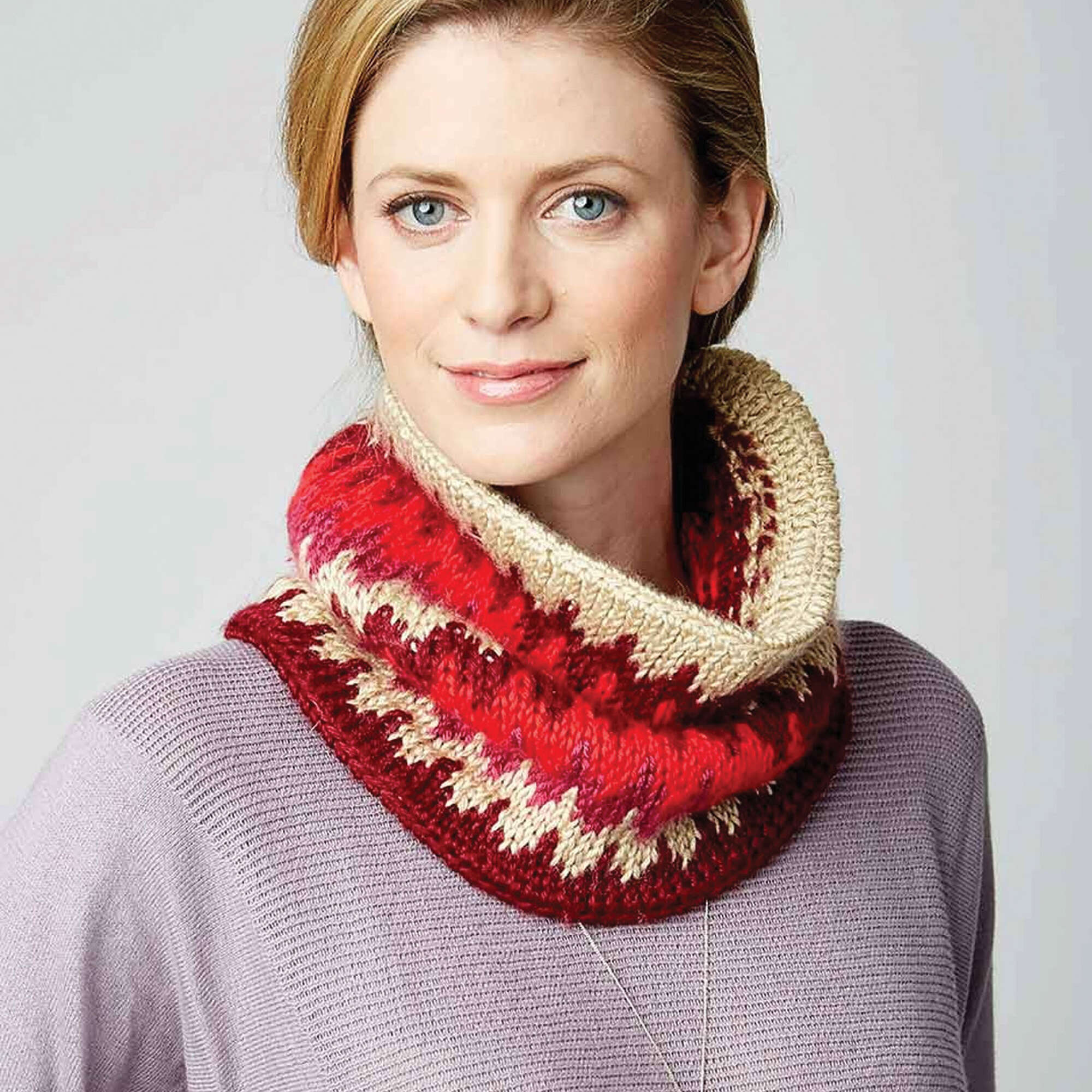 Caron Crochet Tunisian Fair Isle Cowl (Digital Download)