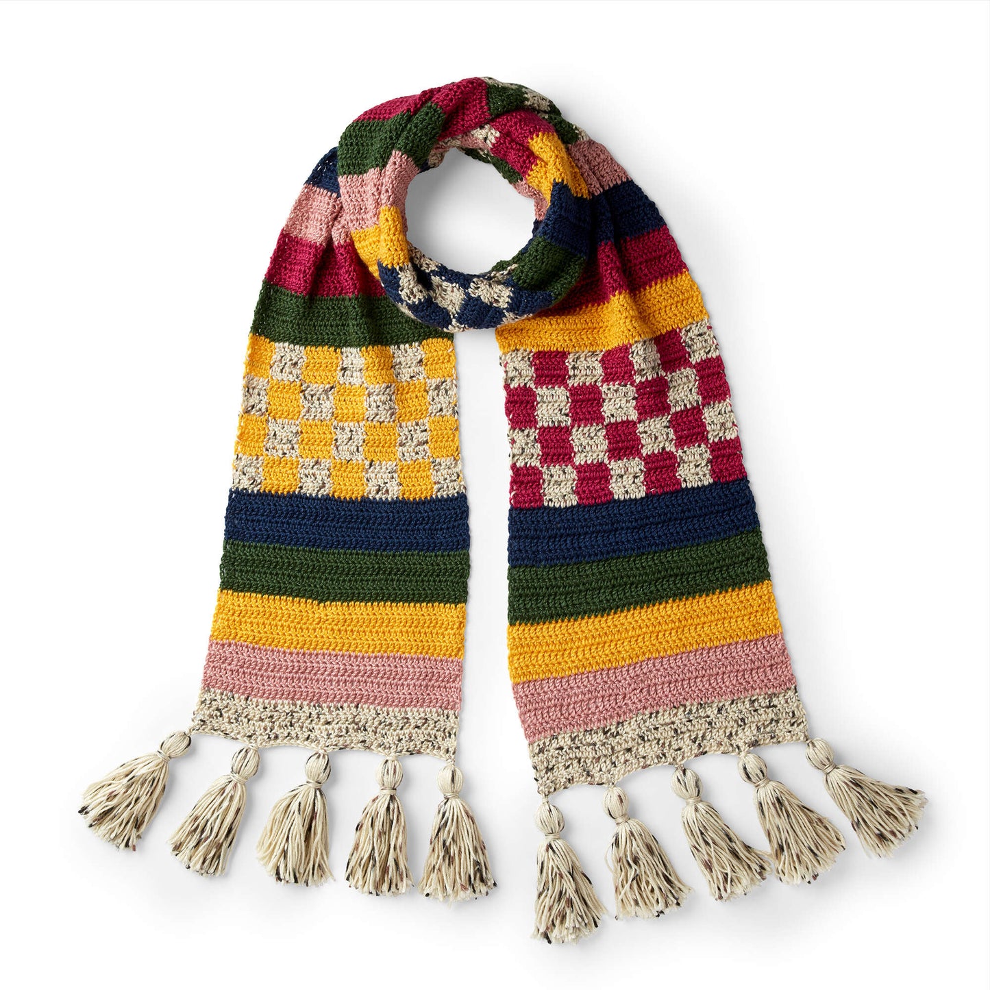 Caron Stripes and Checks Crochet Scarf (Digital Download)