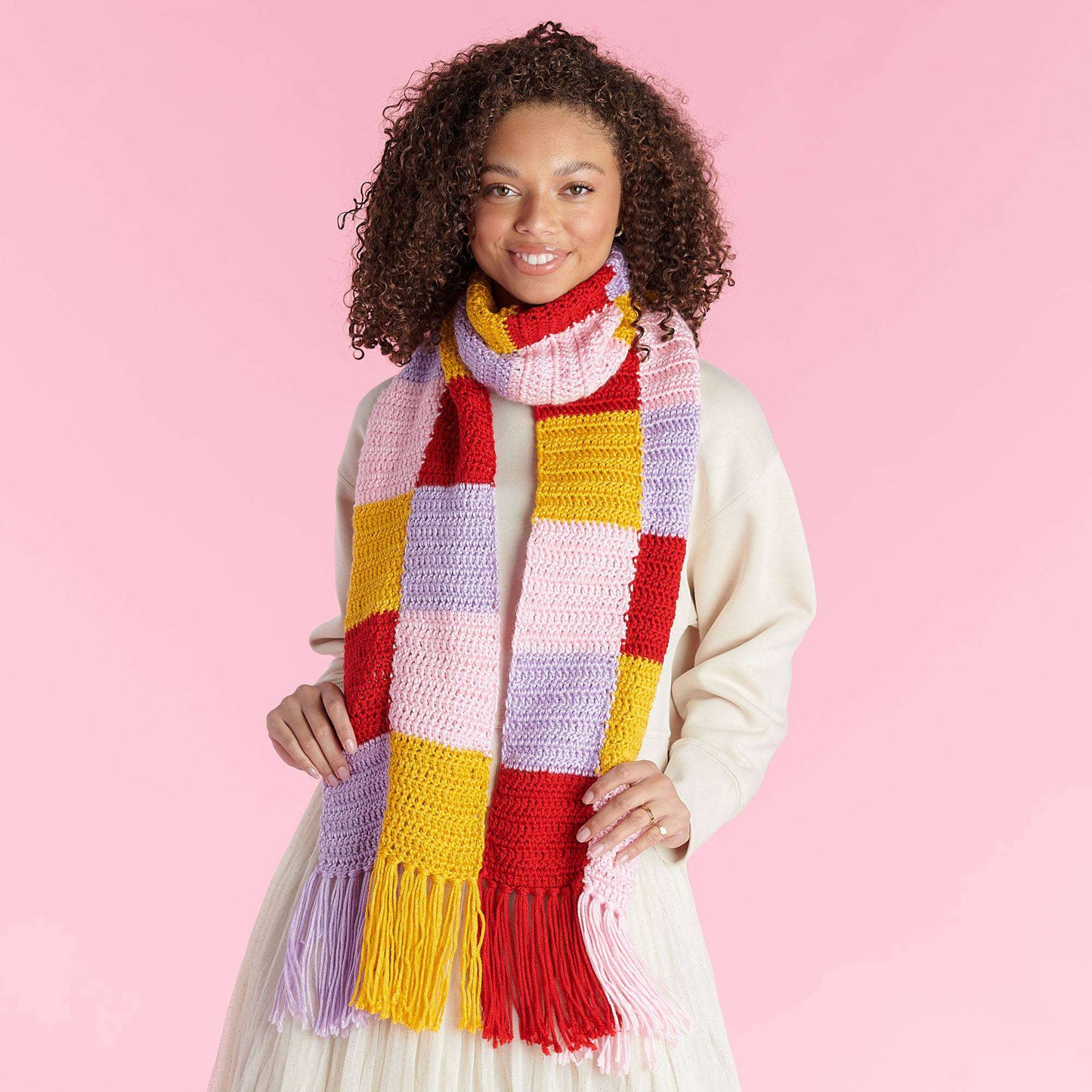 Caron Colorful Blocks Crochet Scarf (Digital Download)