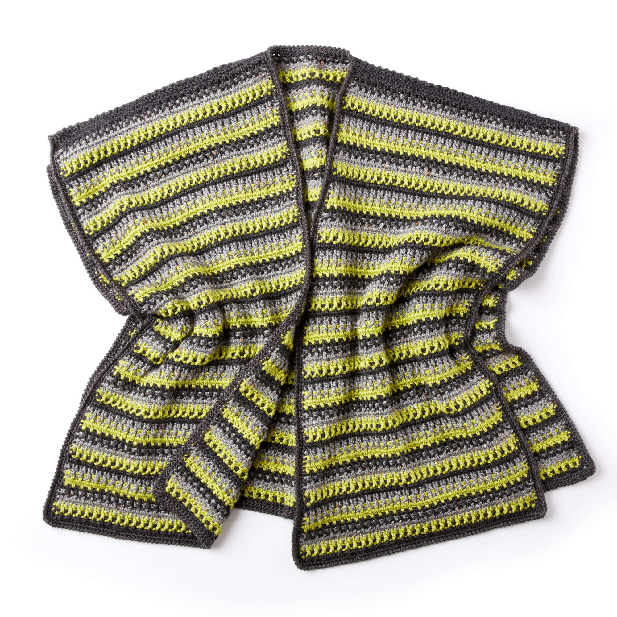 Caron Textured Stripes Crochet Ruana (Digital Download)