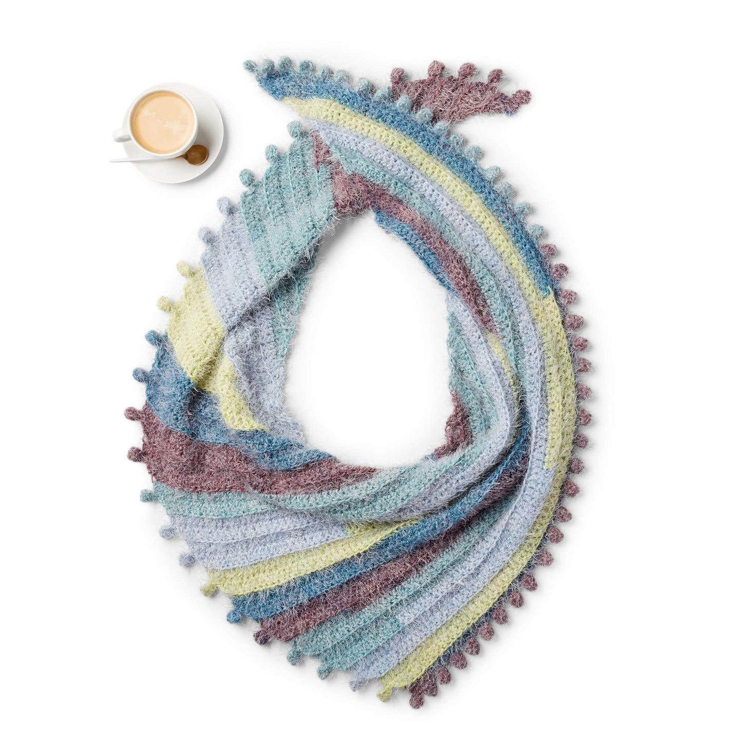 Caron Bobble Fringe Shawl (Digital Download)
