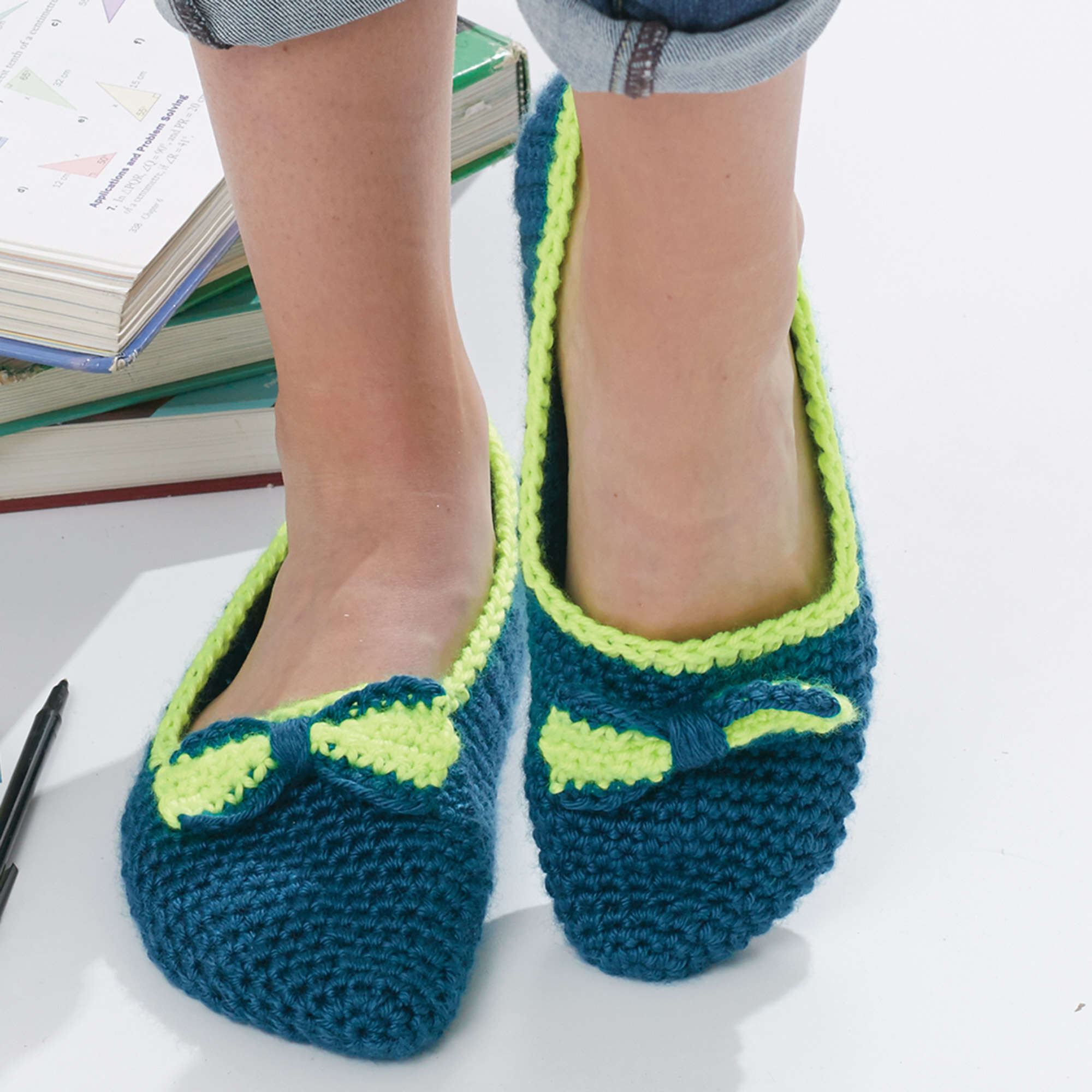 Caron Crochet Bow Tie Slippers (Digital Download)