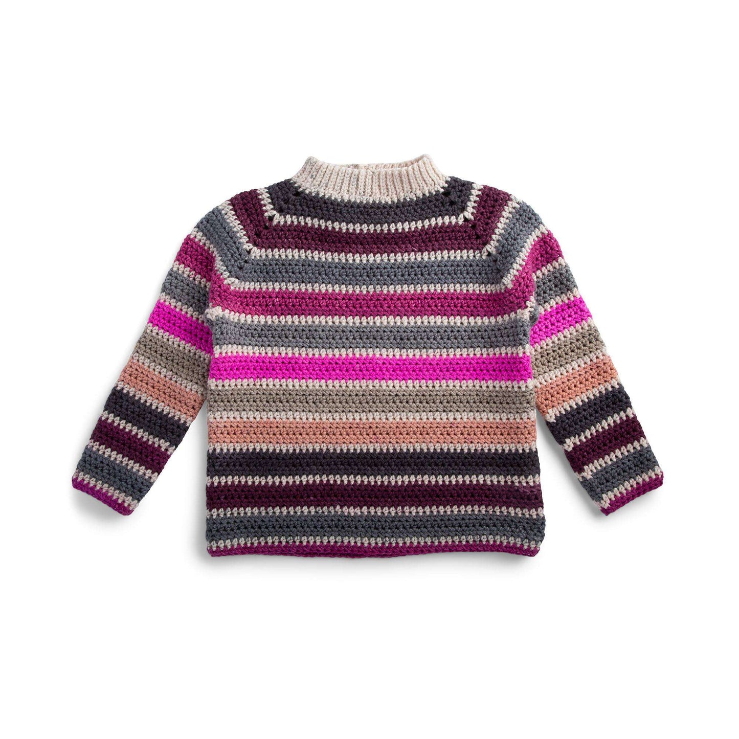 Caron Striped Crochet Raglan Pullover (Digital Download)