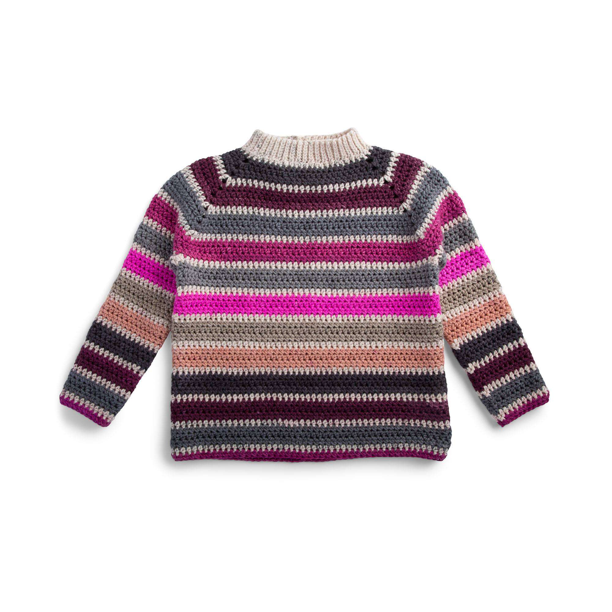 Caron Striped Crochet Raglan Pullover (Digital Download)