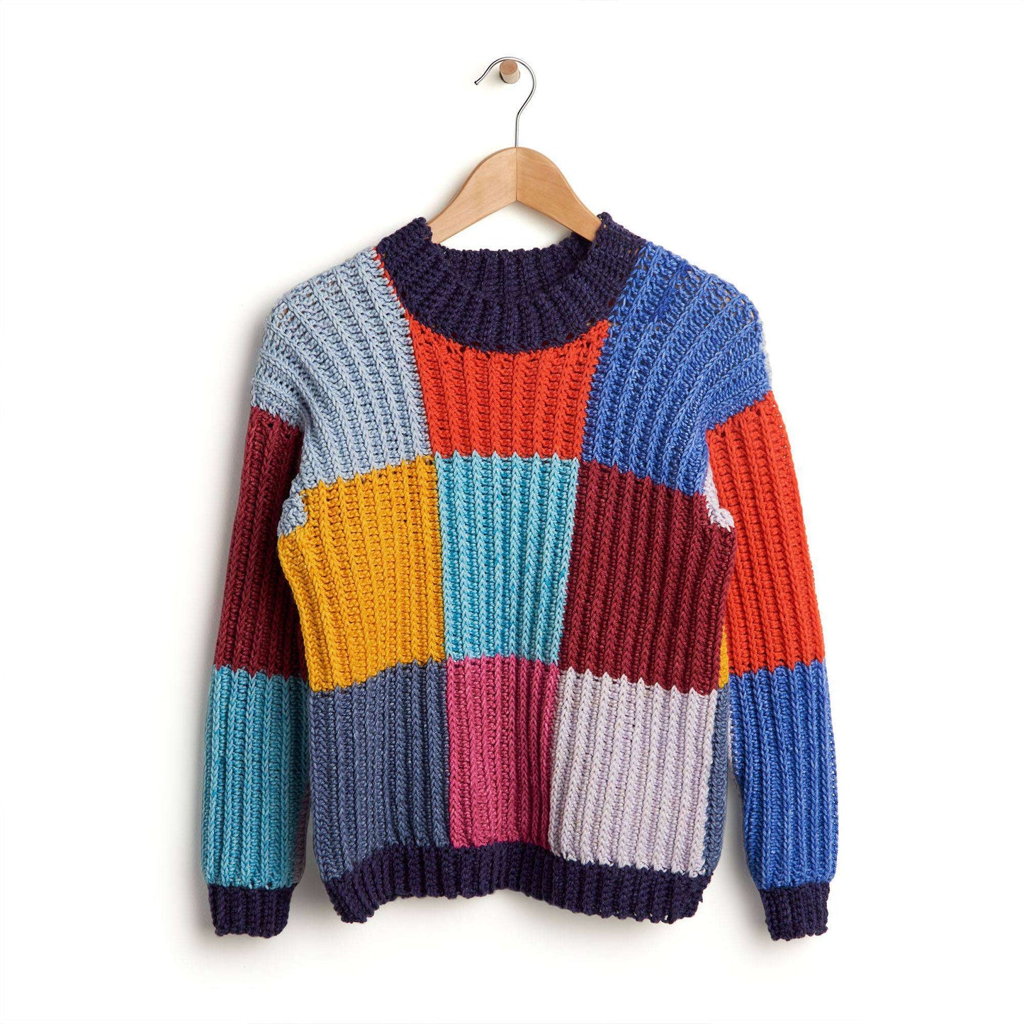 Caron Boxy Checks Crochet Sweater (Digital Download)