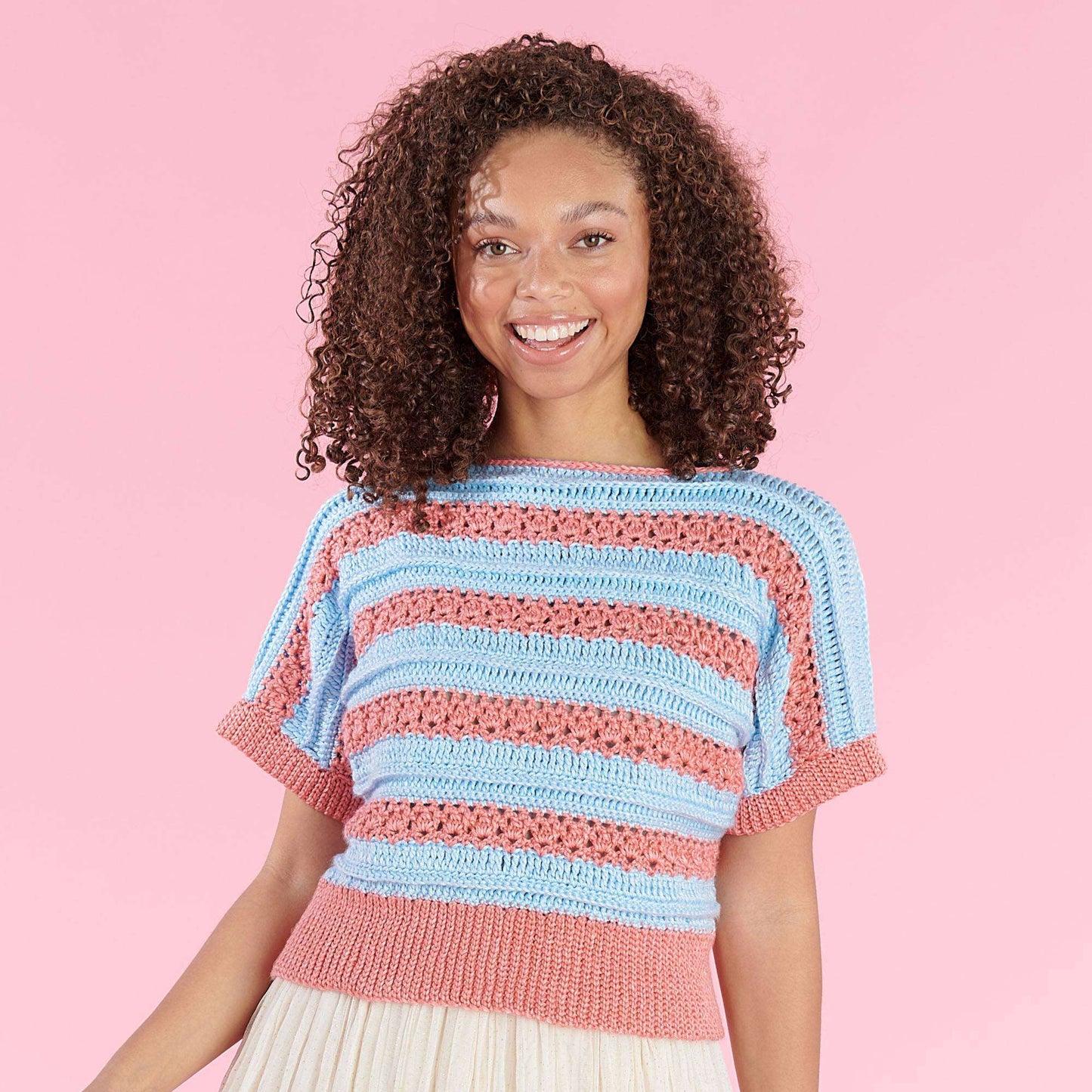 Caron Striped to a Tee Crochet Pullover (Digital Download)