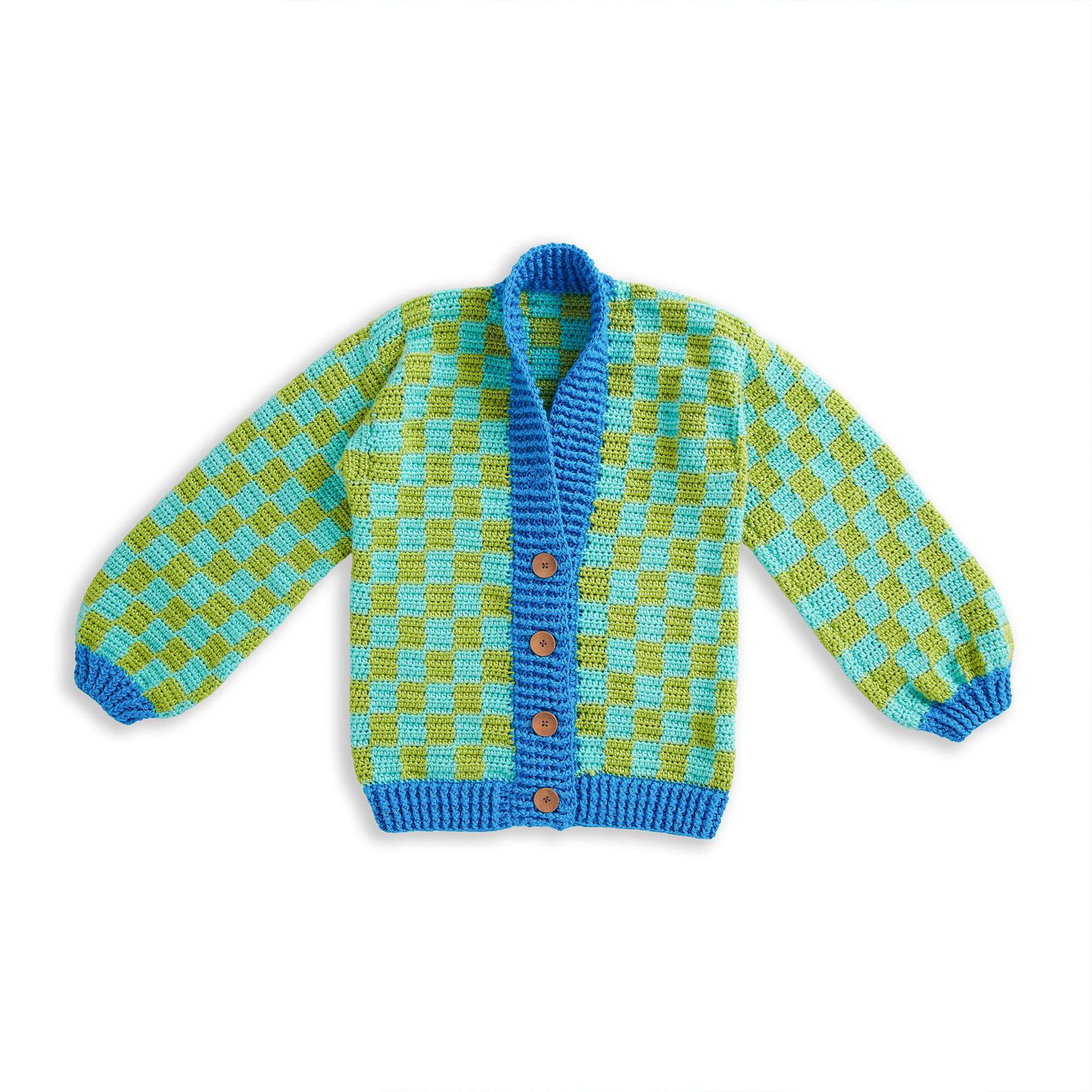 Caron Checkered Crochet Cardigan (Digital Download)