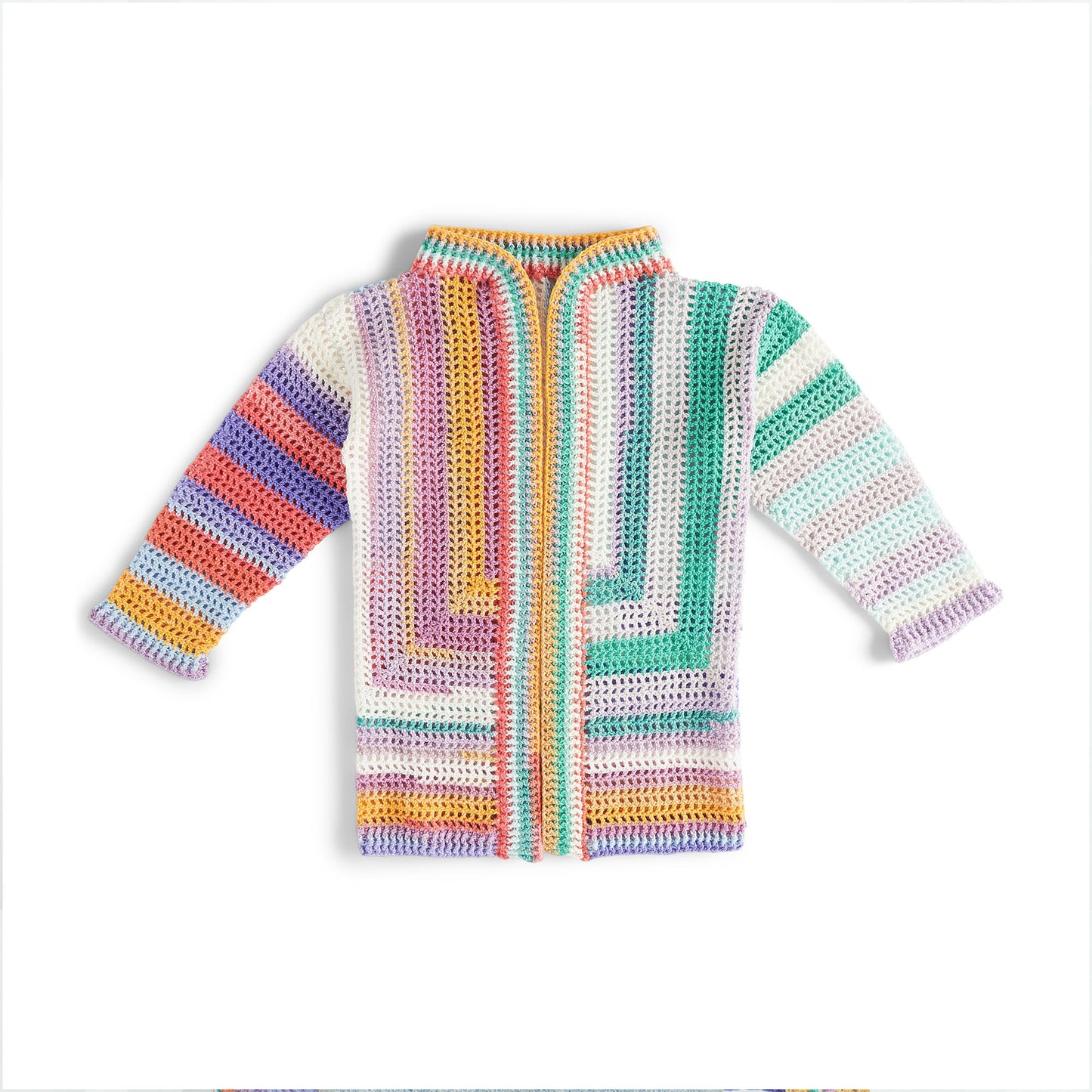 Caron Mitered Mesh Crochet Cardigan (Digital Download)