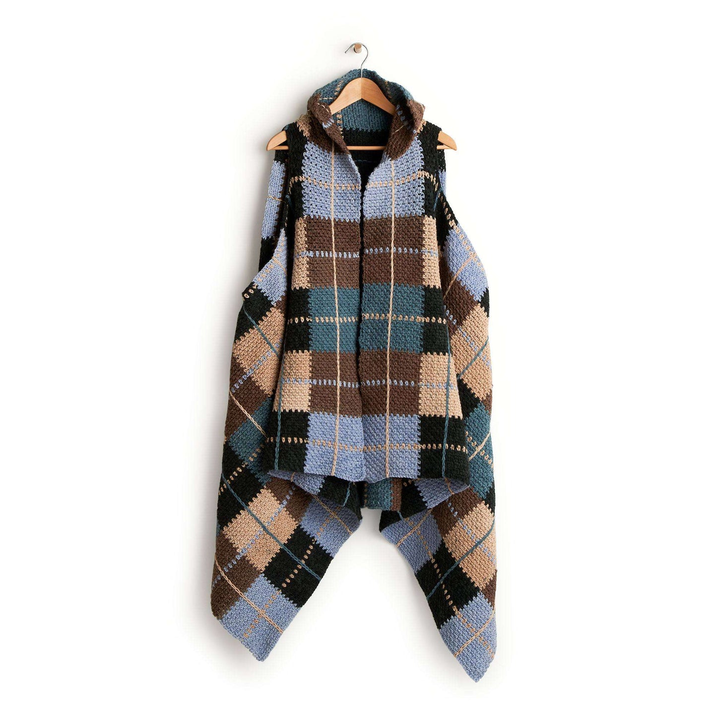 Caron Blanket Dressing Plaid Shawl Vest (Digital Download)