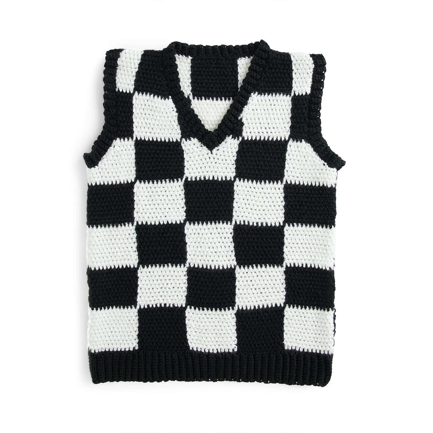 Caron Chessboard Crochet Vest (Digital Download)