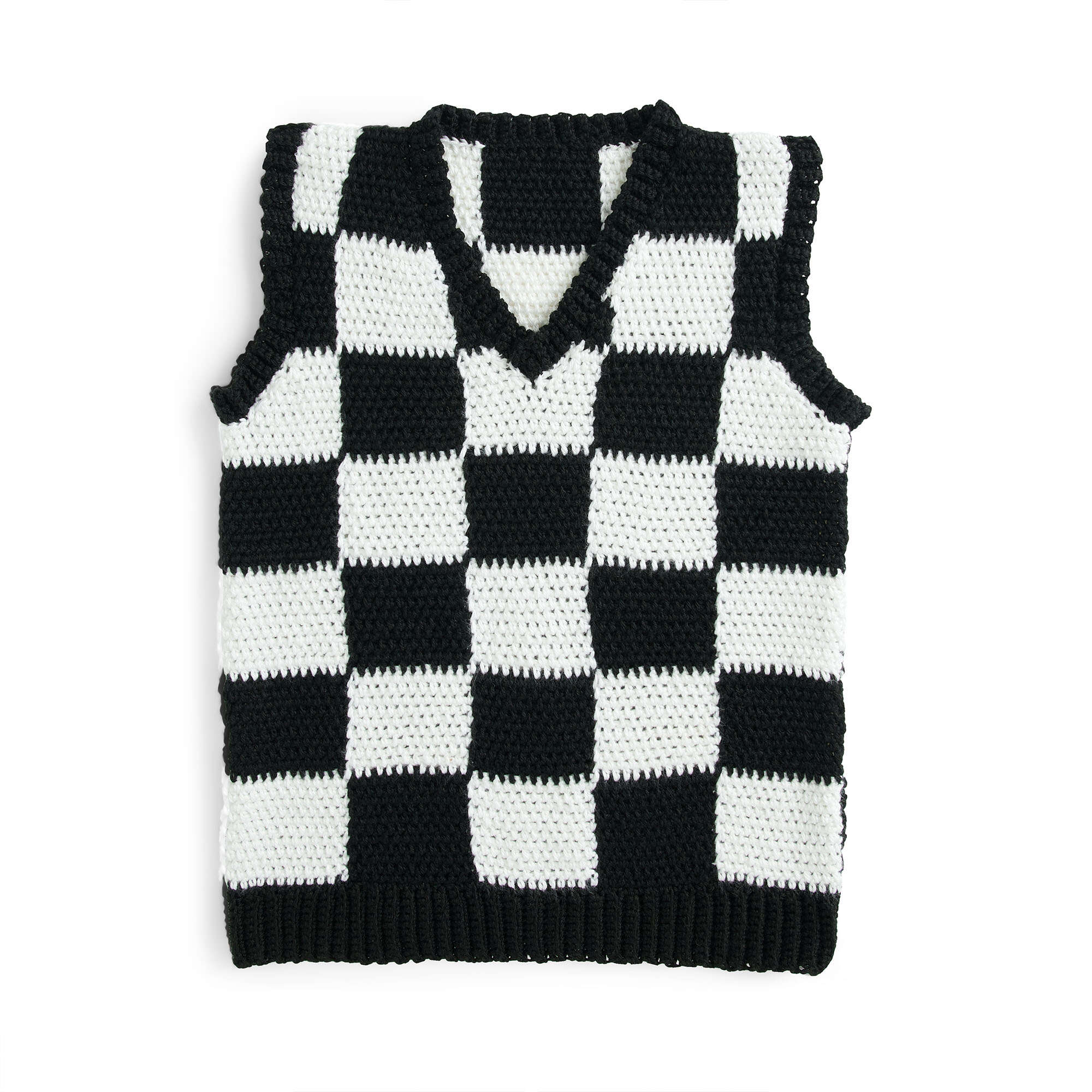 Caron Chessboard Crochet Vest (Digital Download)