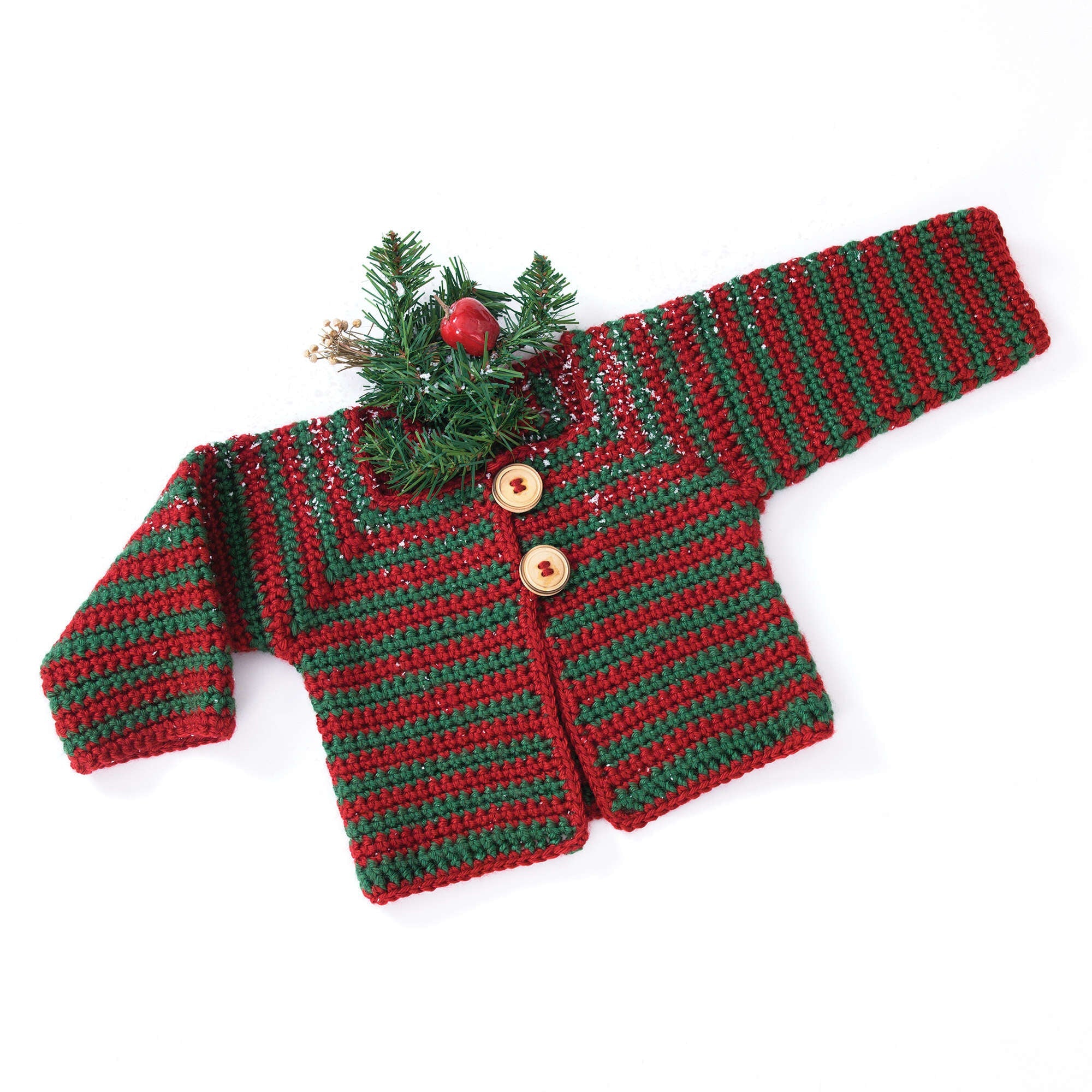 Caron Crochet Mitered Striped Baby Sweater (Digital Download)