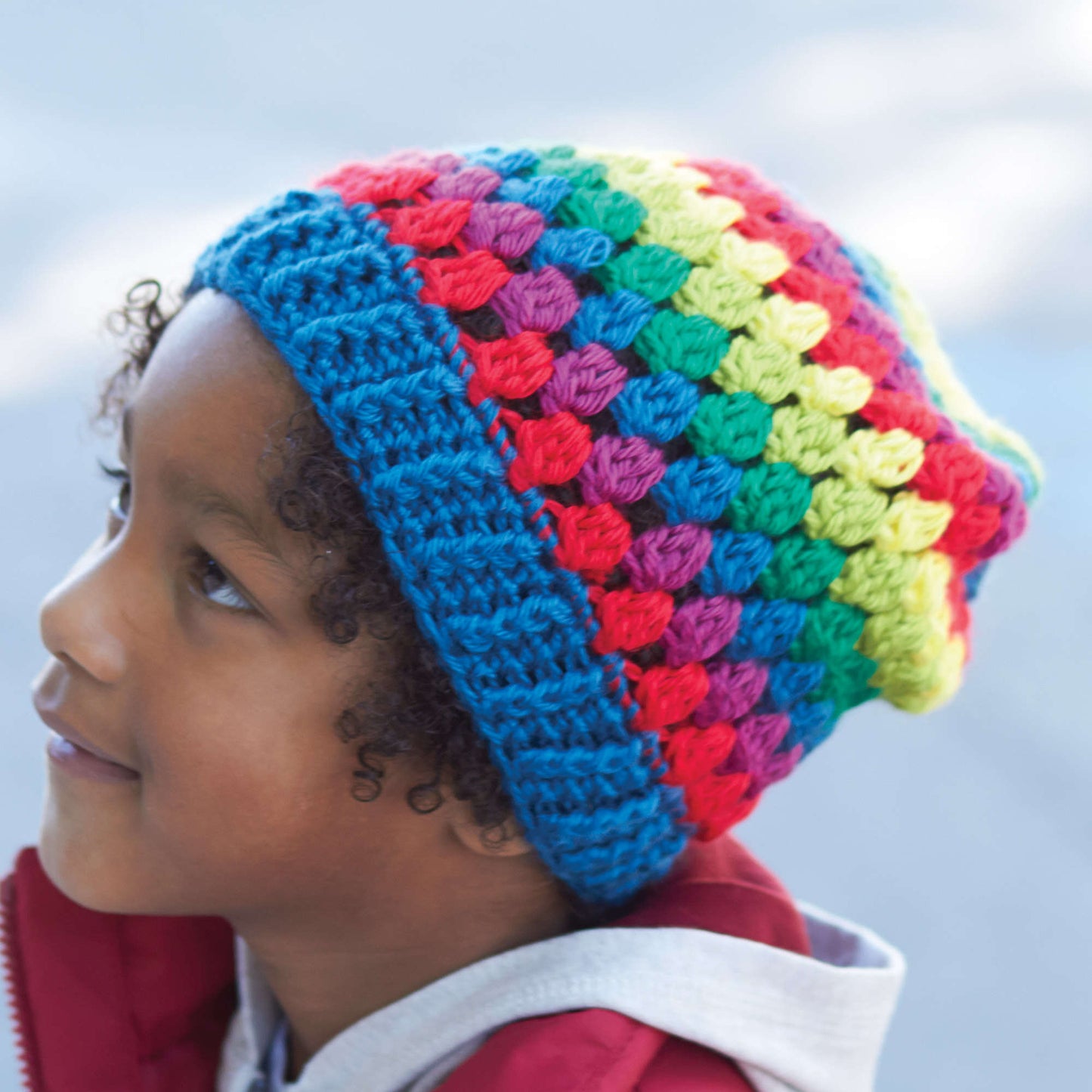 Caron Crochet Rainbow Granny Stripes Hat (Digital Download)