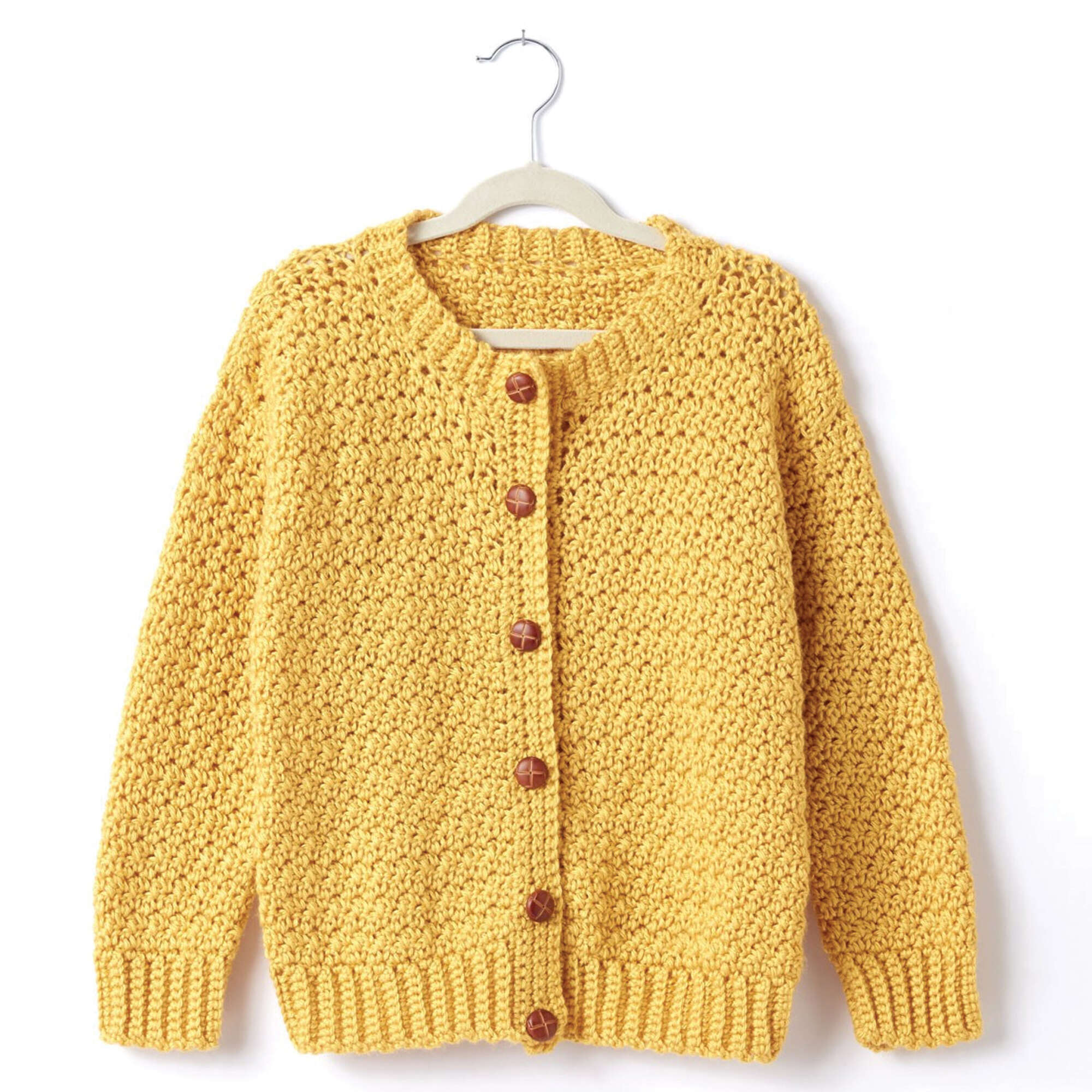 Caron Child's Crochet Crew Neck Cardigan