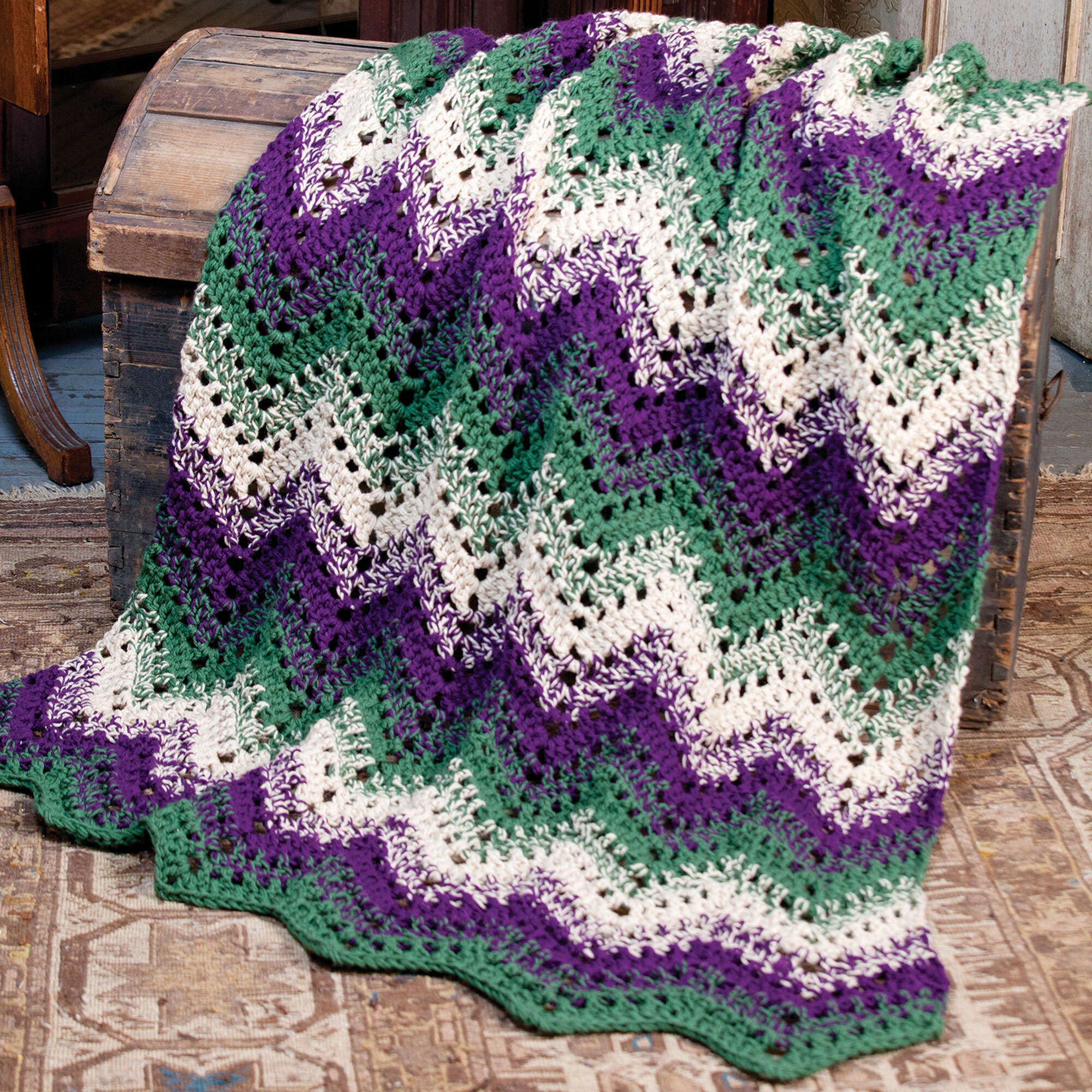 Caron Crochet Woodland Waves Throw (Digital Download)