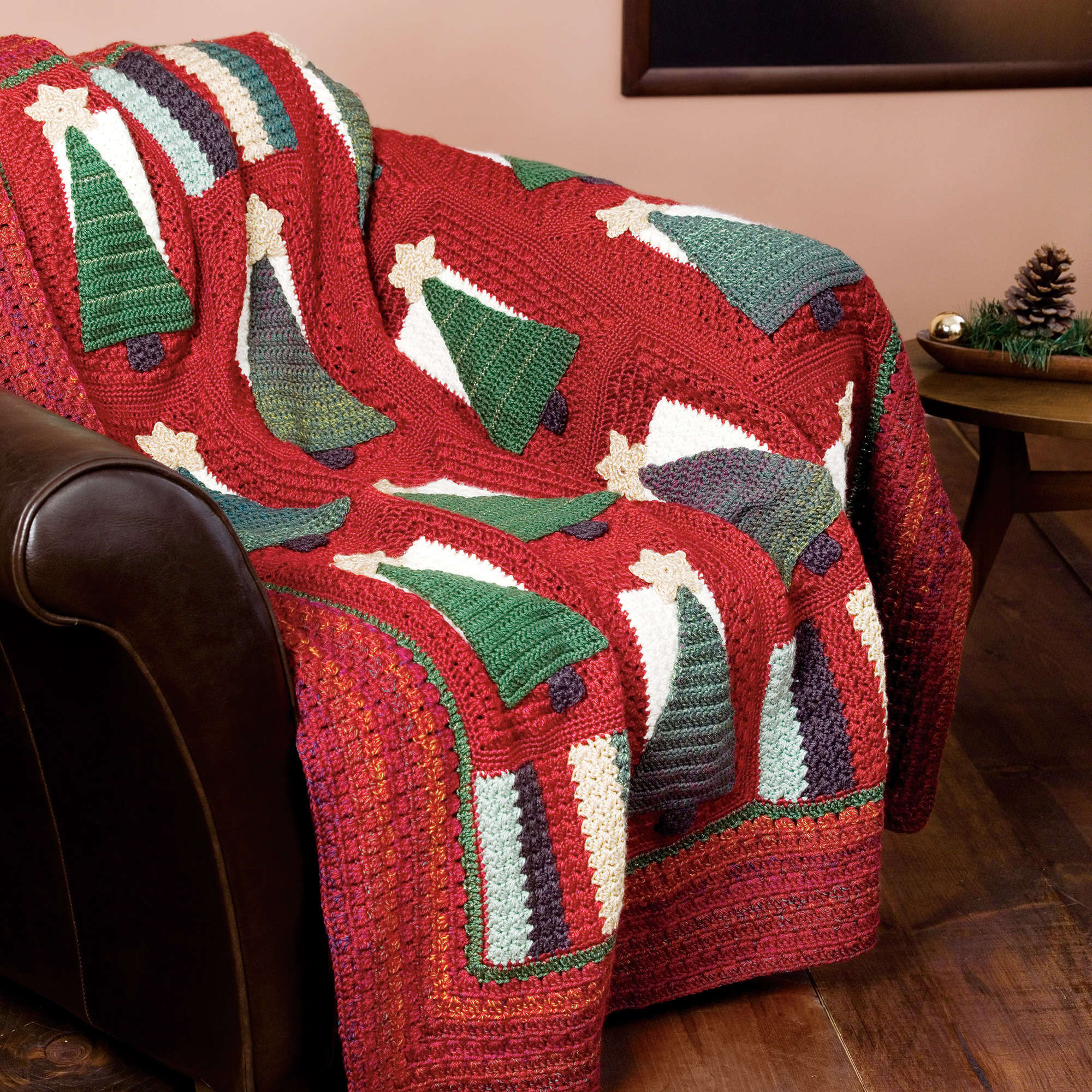 Caron Crochet Christmas Tree Throw (Digital Download)