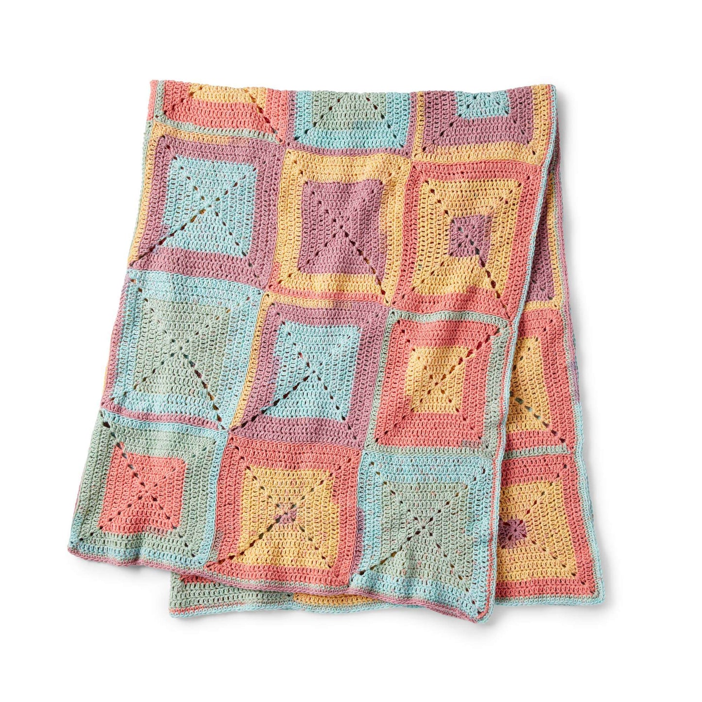 Caron Colorful Crochet Granny Squares Blanket (Digital Download)