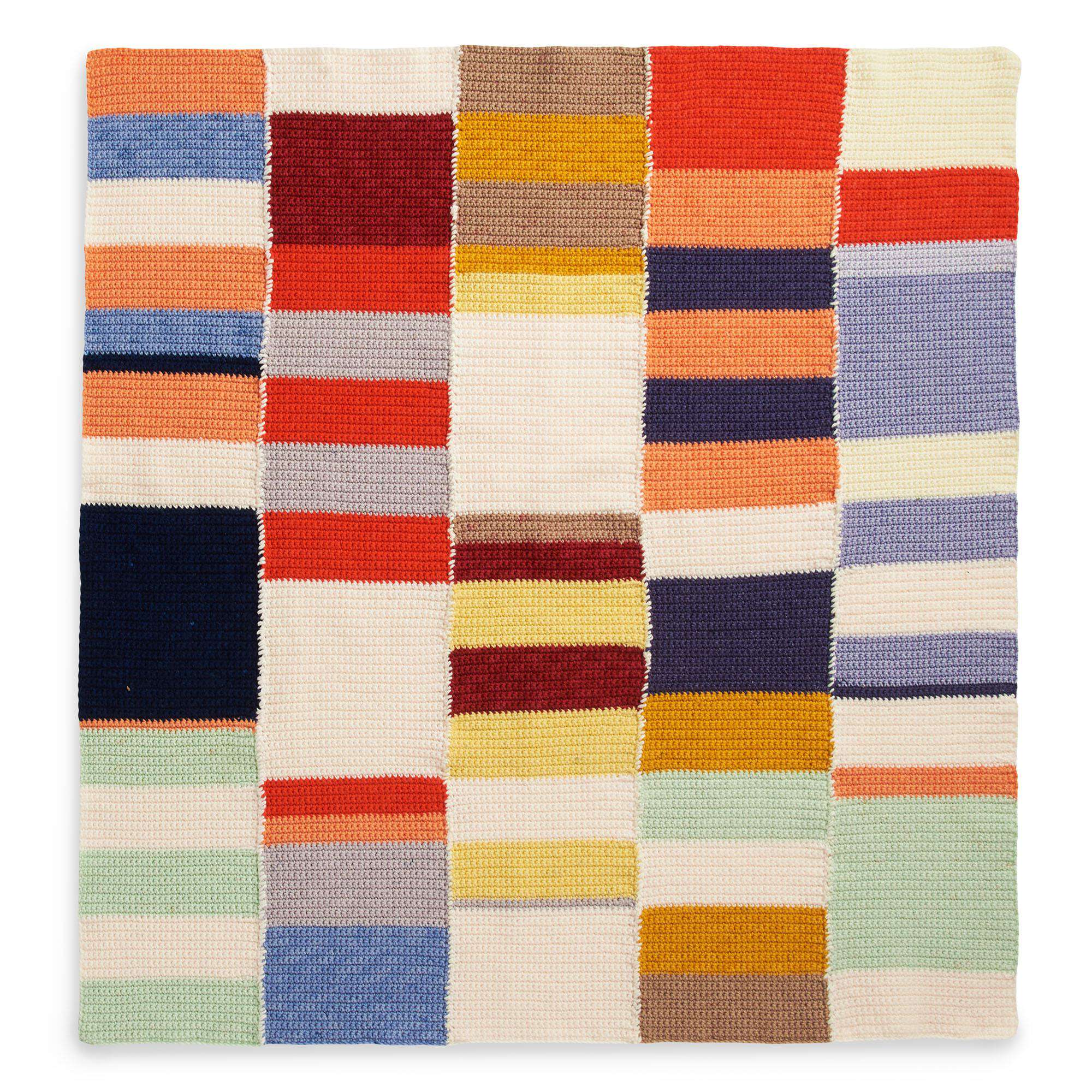 Caron Crochet Patchwork Blanket With Visible Seams (Digital Download)