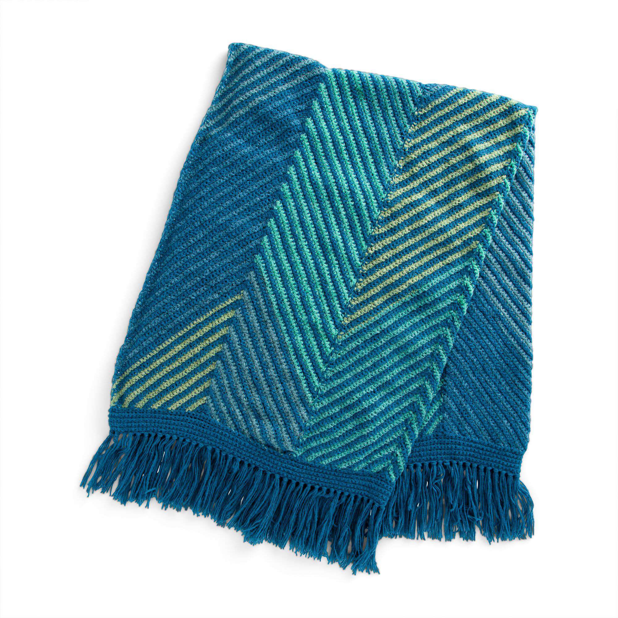 Caron Herringbone Striped Crochet Throw (Digital Download)
