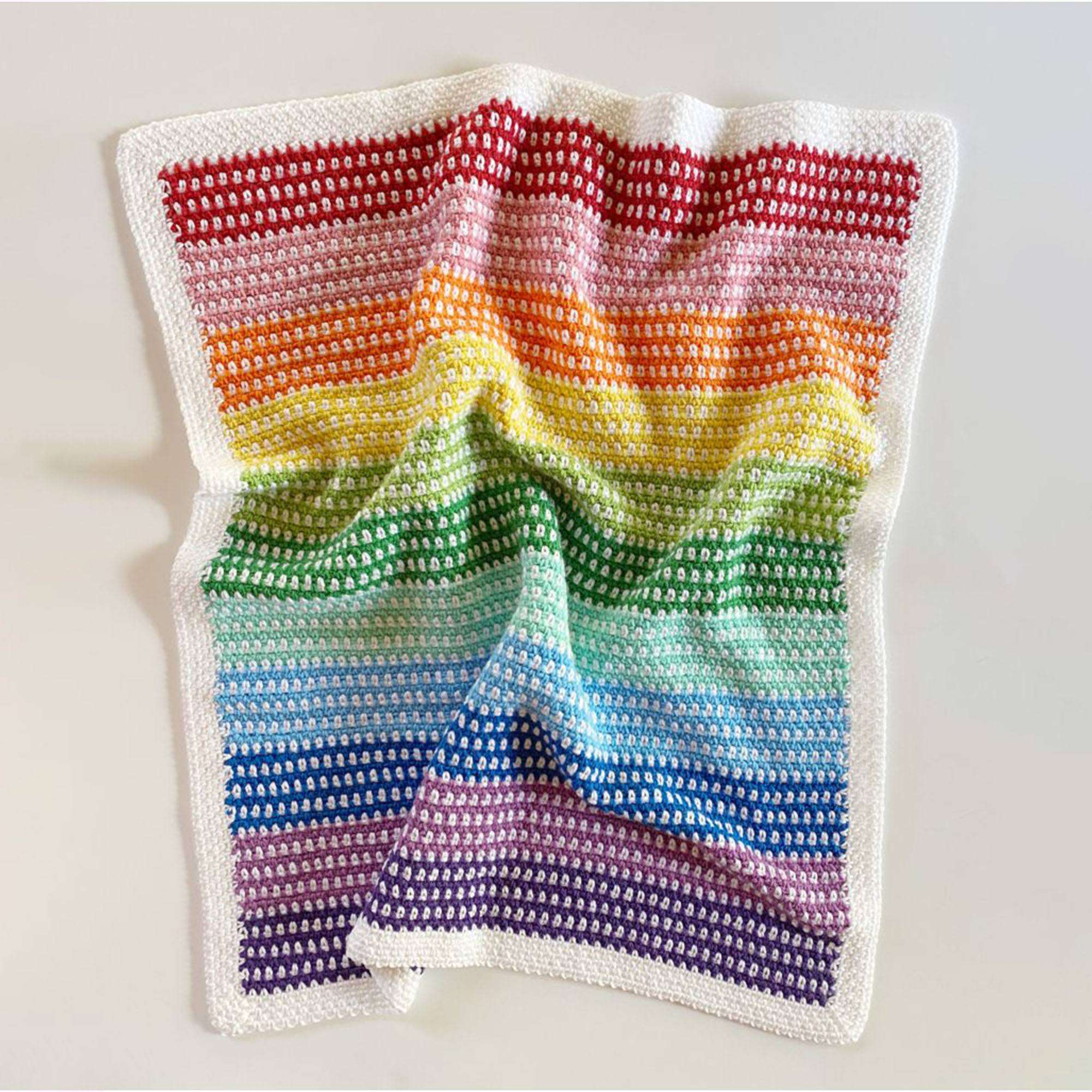 Caron Rainbow Moss Stitch Crochet Blanket (Digital Download)