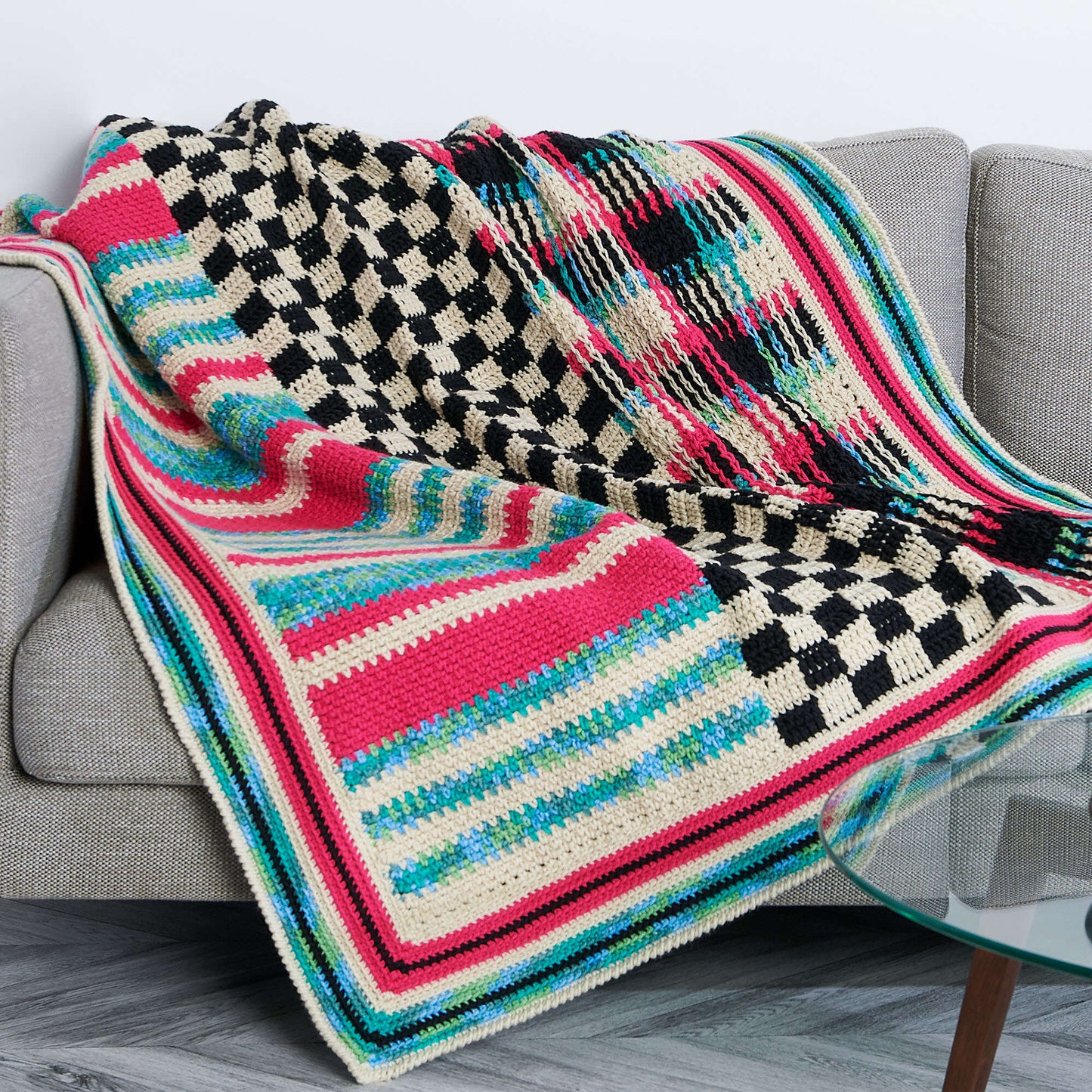 Caron Check Please Panel Crochet Blanket (Digital Download)