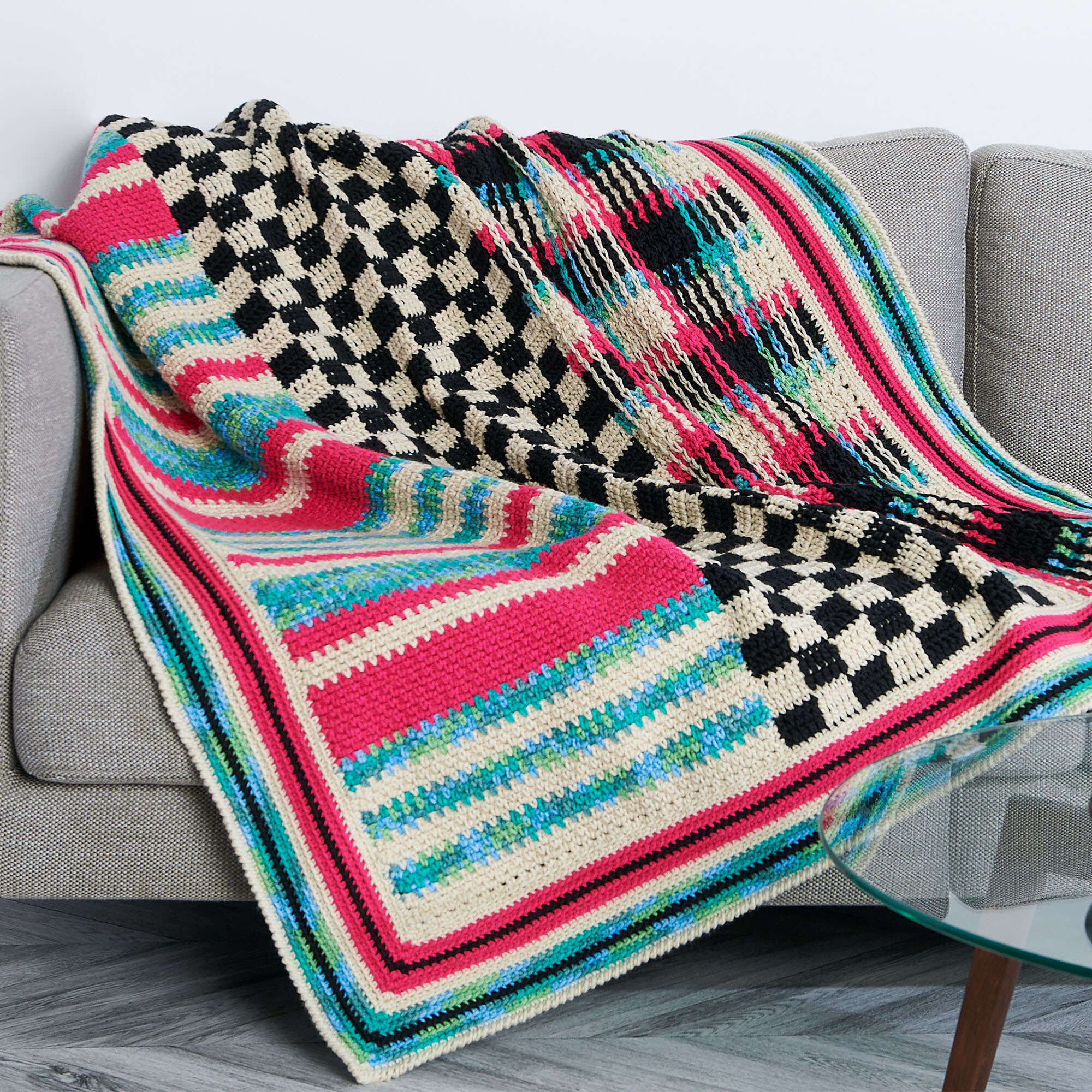 Caron Check Please Panel Crochet Blanket (Digital Download)