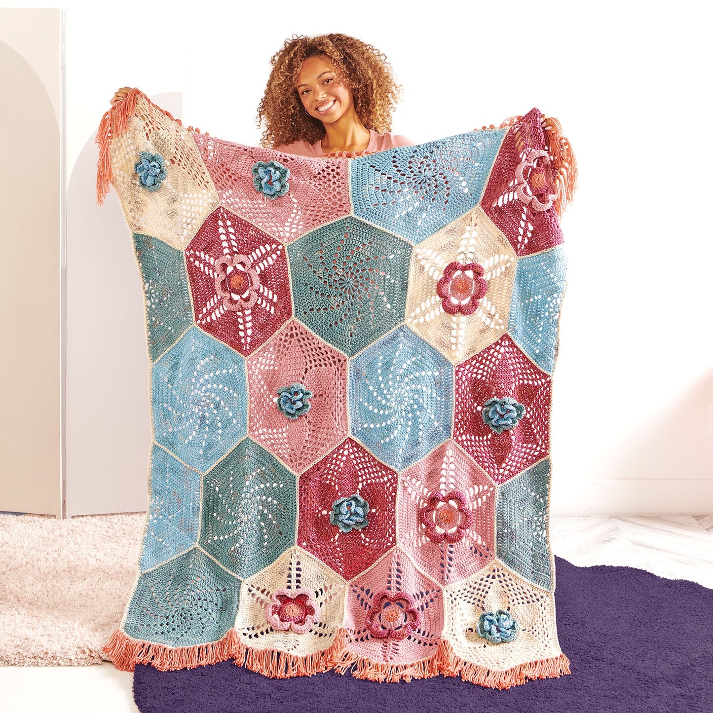 Caron Aqua Blossoms Crochet Hexi Blanket (Digital Download)