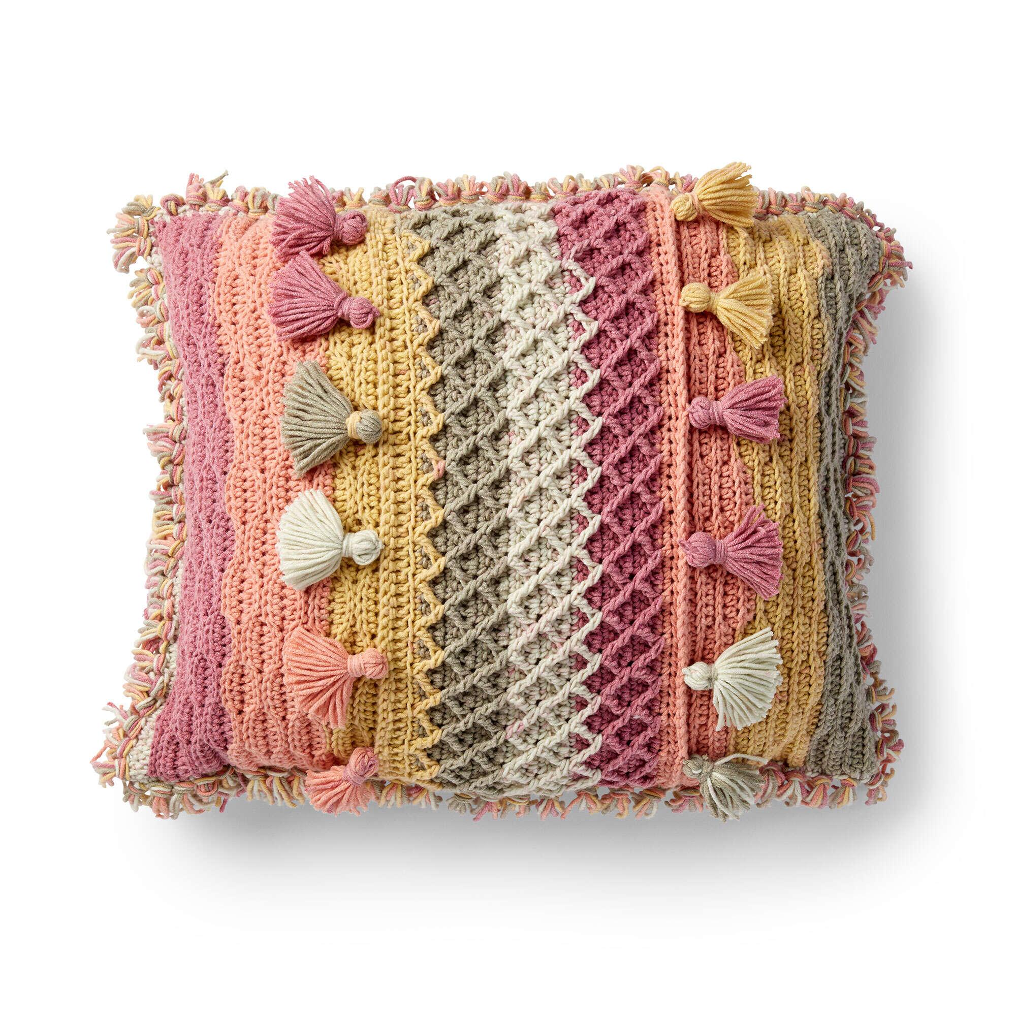 Caron Crochet Tasseled Pillow (Digital Download)