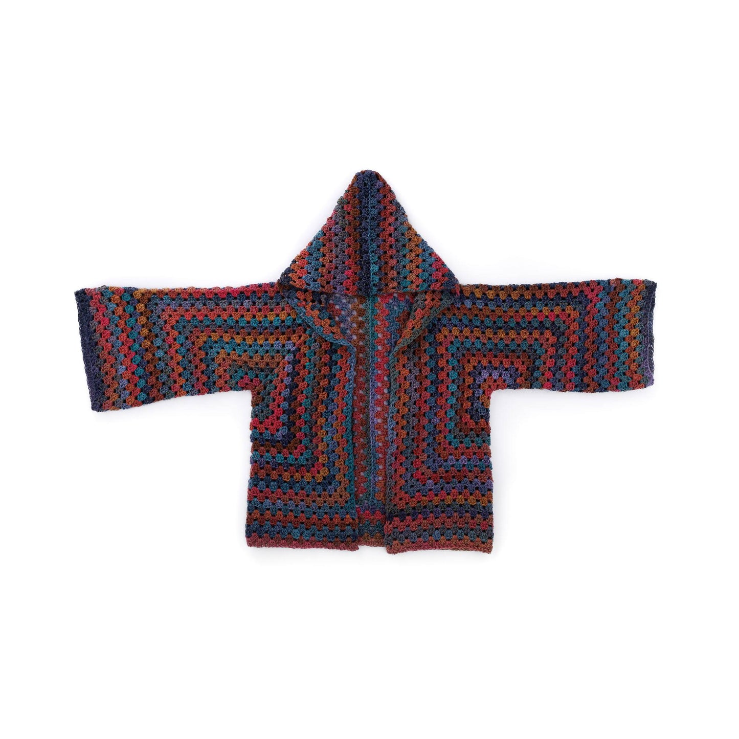 Caron Crochet Hooded Hexi Cardigan