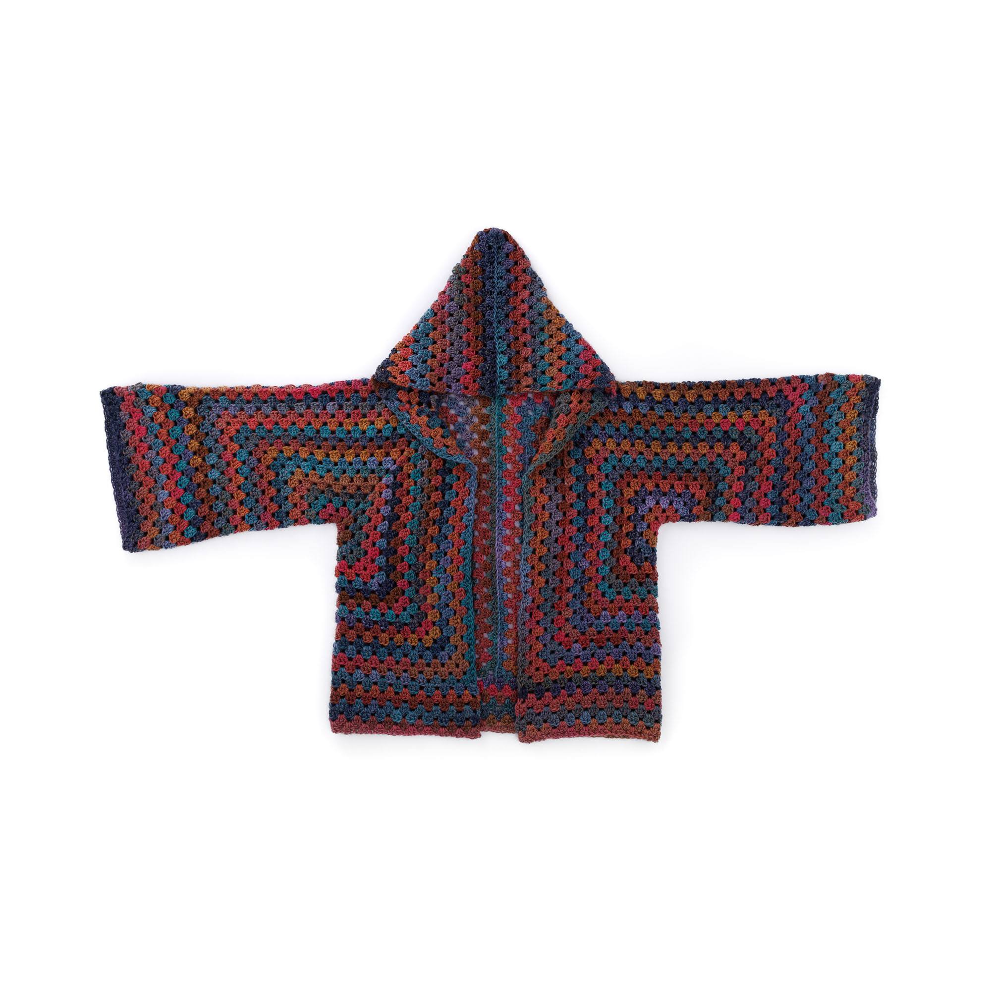Caron Crochet Hooded Hexi Cardigan