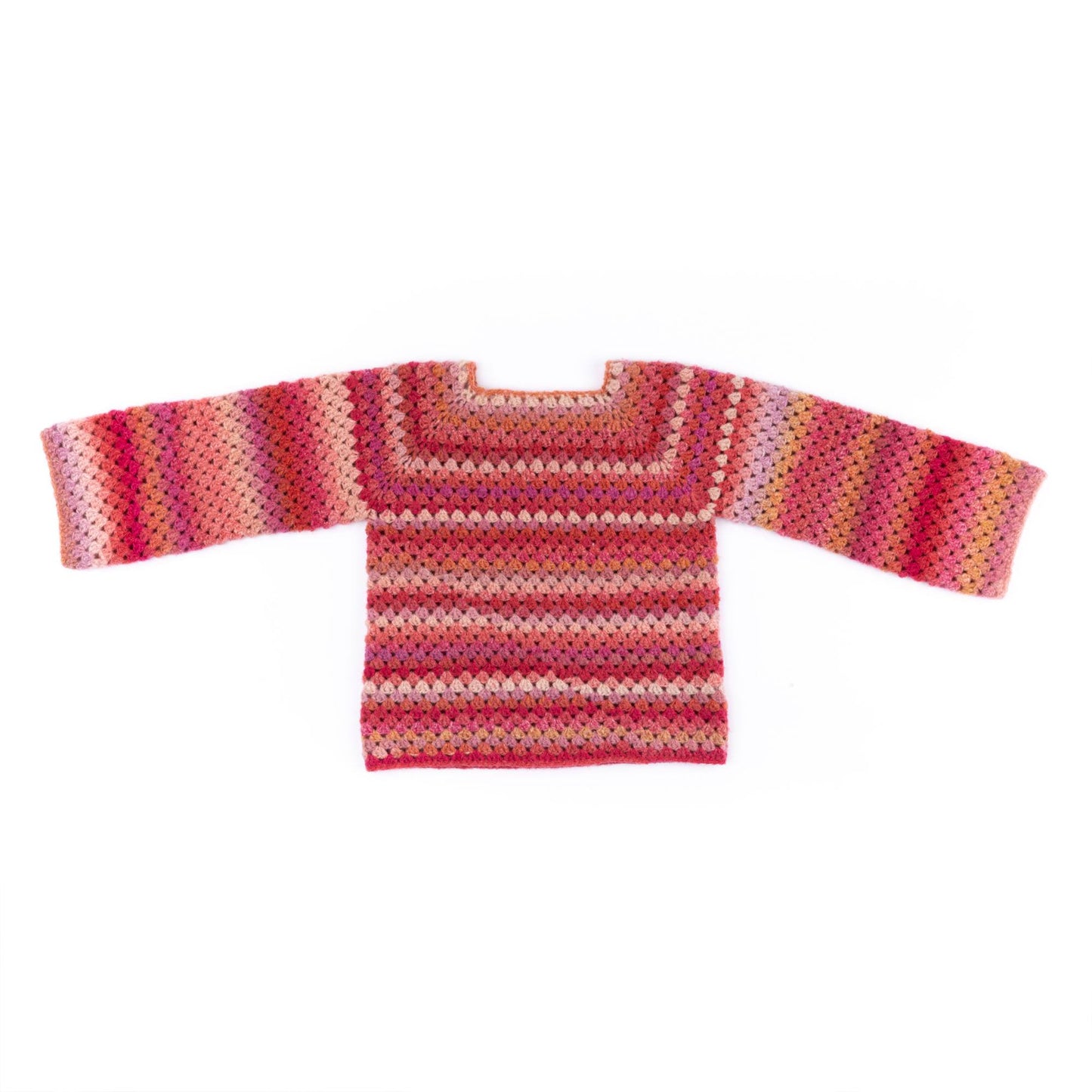 Caron Granny Stripes Top-Down Crochet Pullover